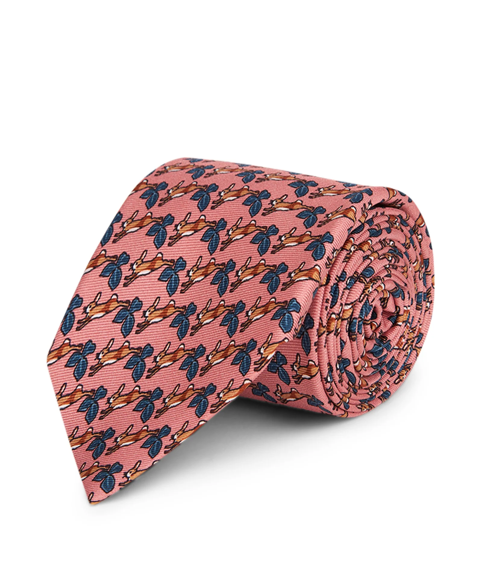 Cravatta in seta con coniglietti rosa