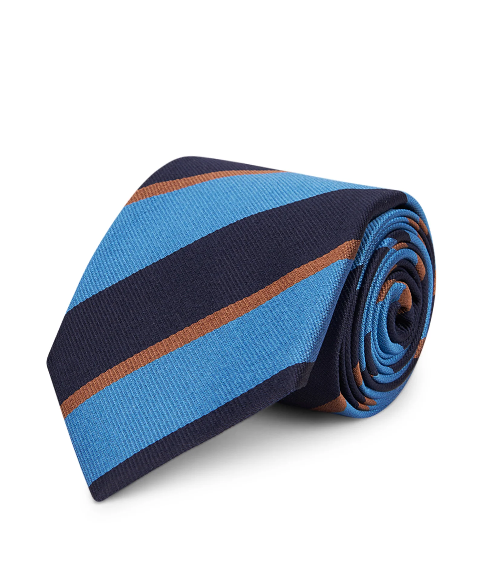 Cravatta in seta regimental azzurro blu marrone