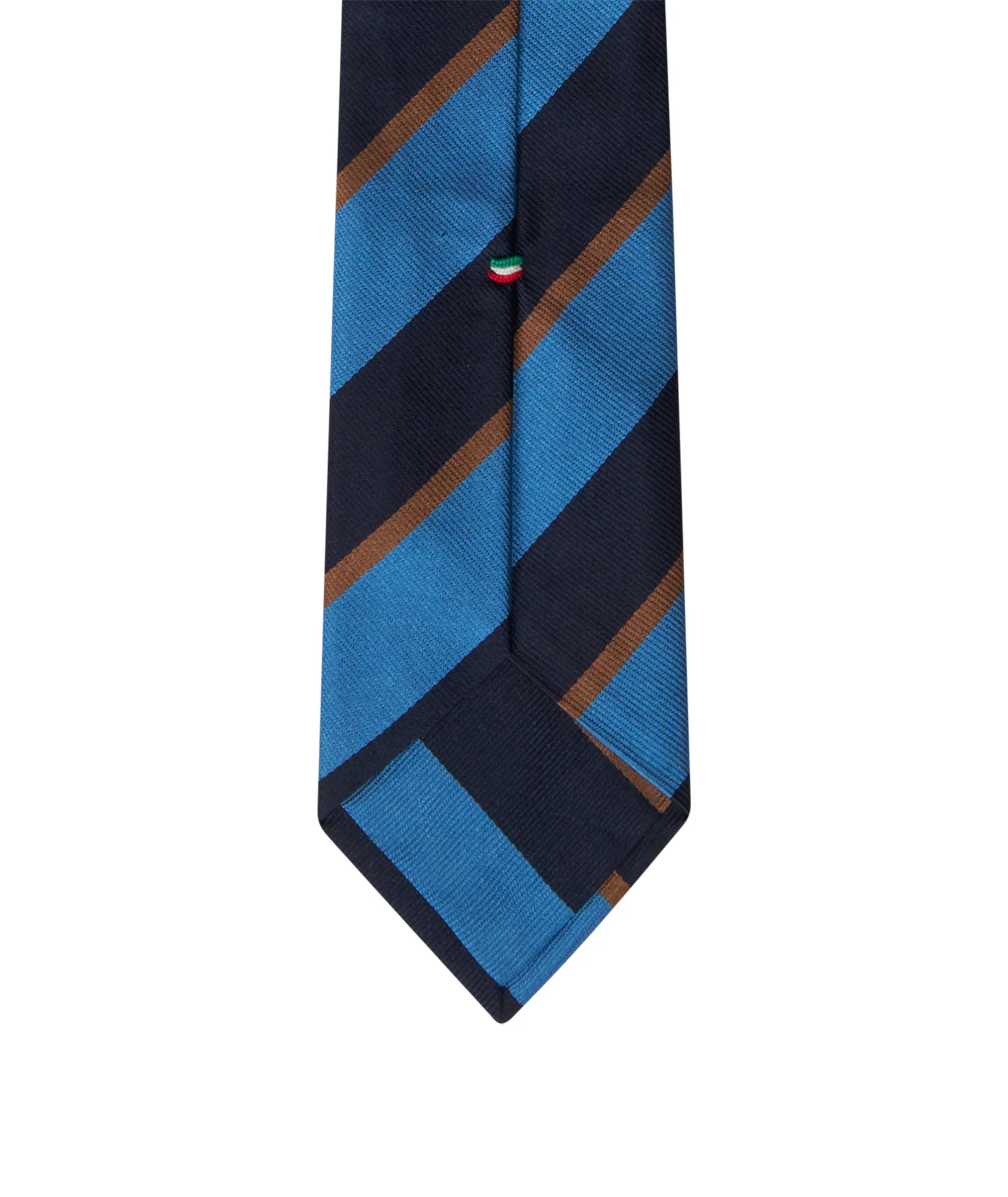 Cravatta in seta regimental azzurro blu marrone - Image 3