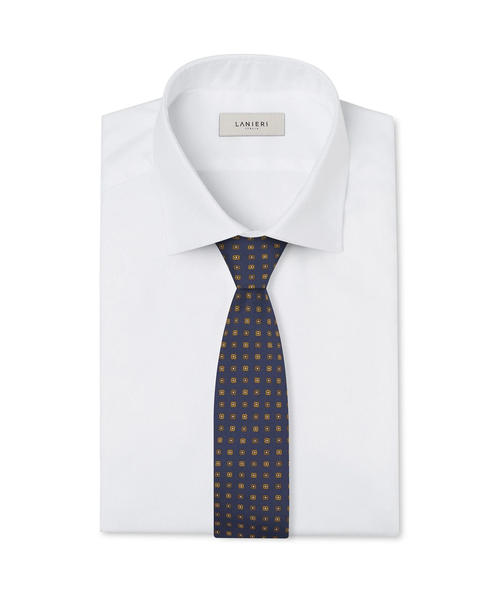Cravatta in twill di seta floreale blu e marrone - Image 2