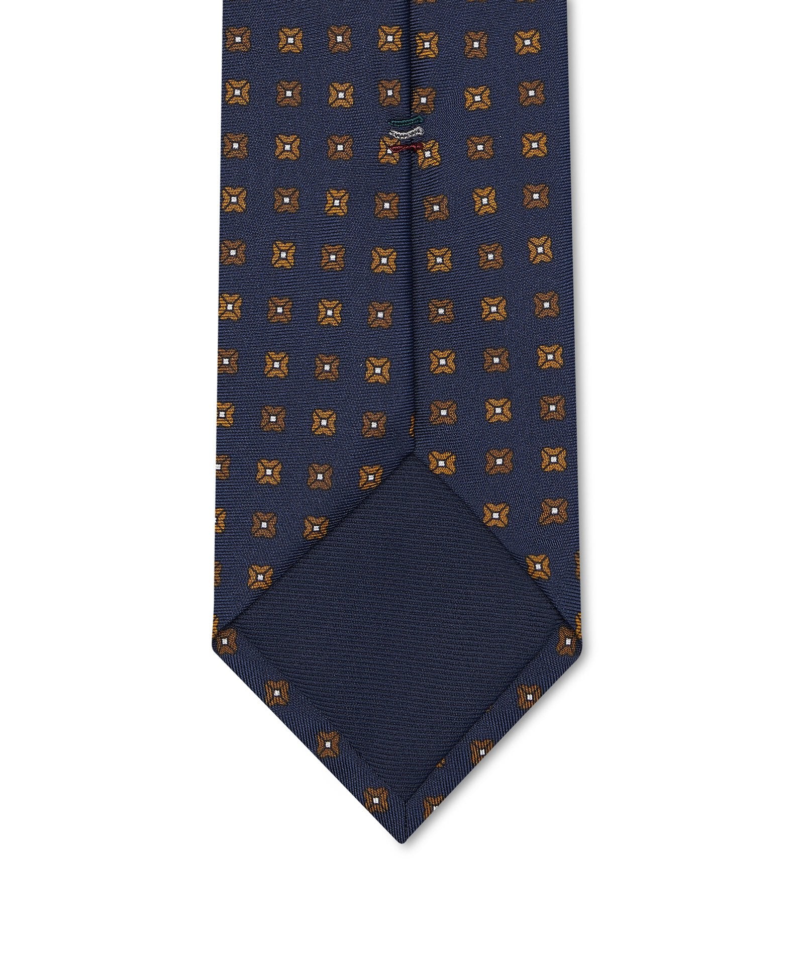 Cravatta in twill di seta floreale blu e marrone - Image 3