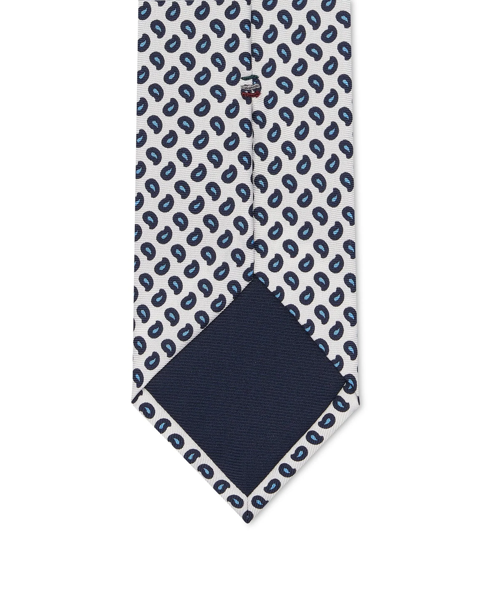 Cravatta in twill di seta micro paisley bianca e azzurra - Image 3