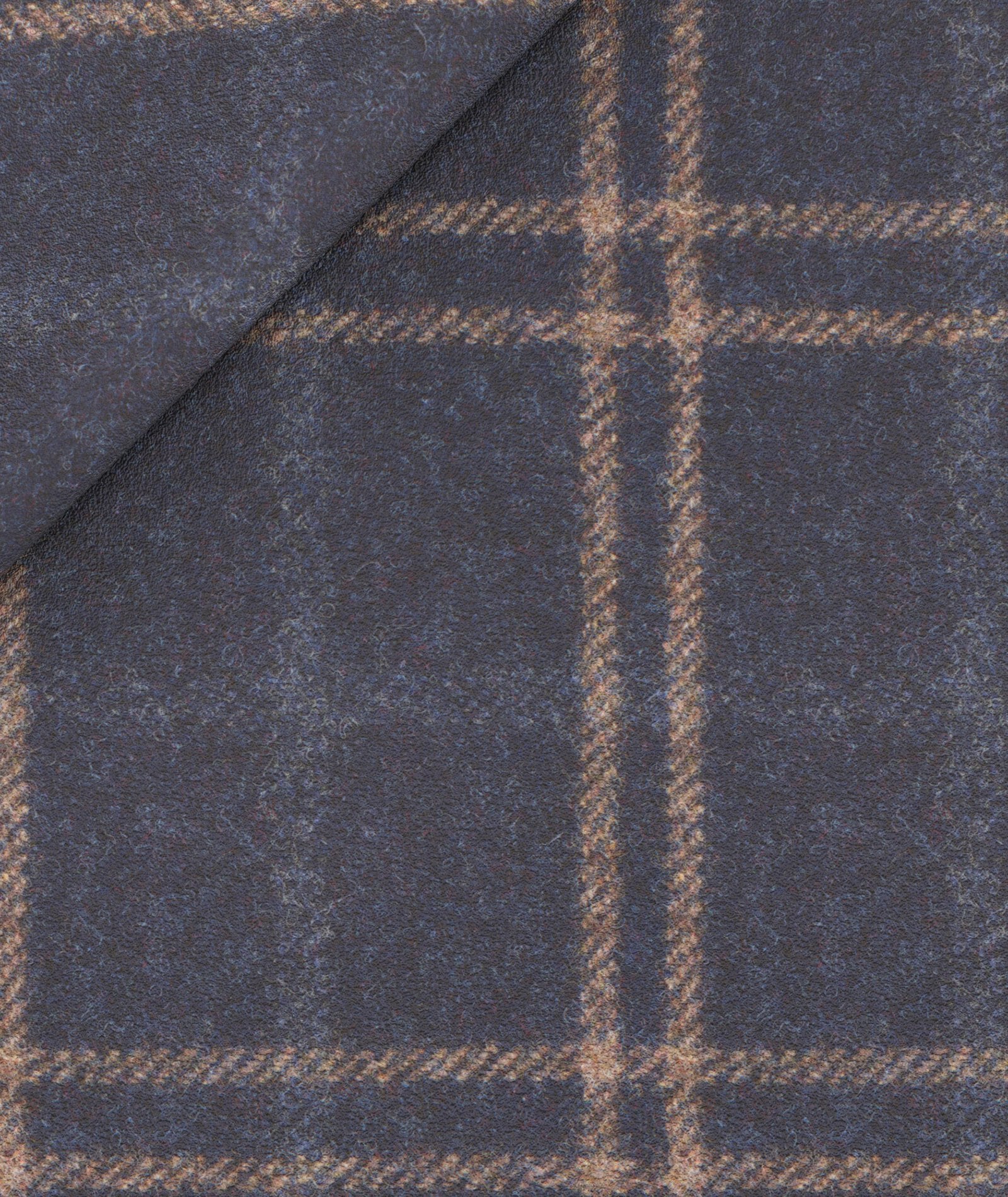 Flanella di lana finestrato blu e beige - Image 2