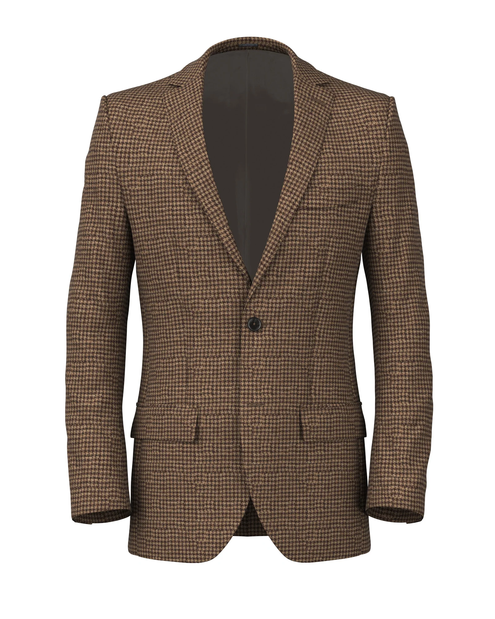 Giacca in lana pied-de-poule marrone e beige