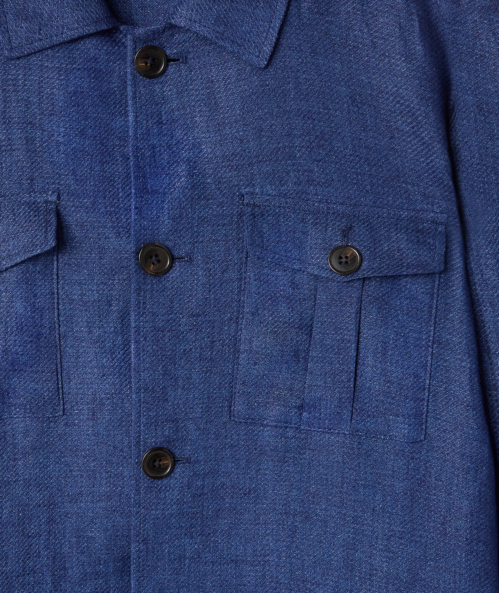 Giacca Safari in lino microdesign diagonale blu denim - Image 4