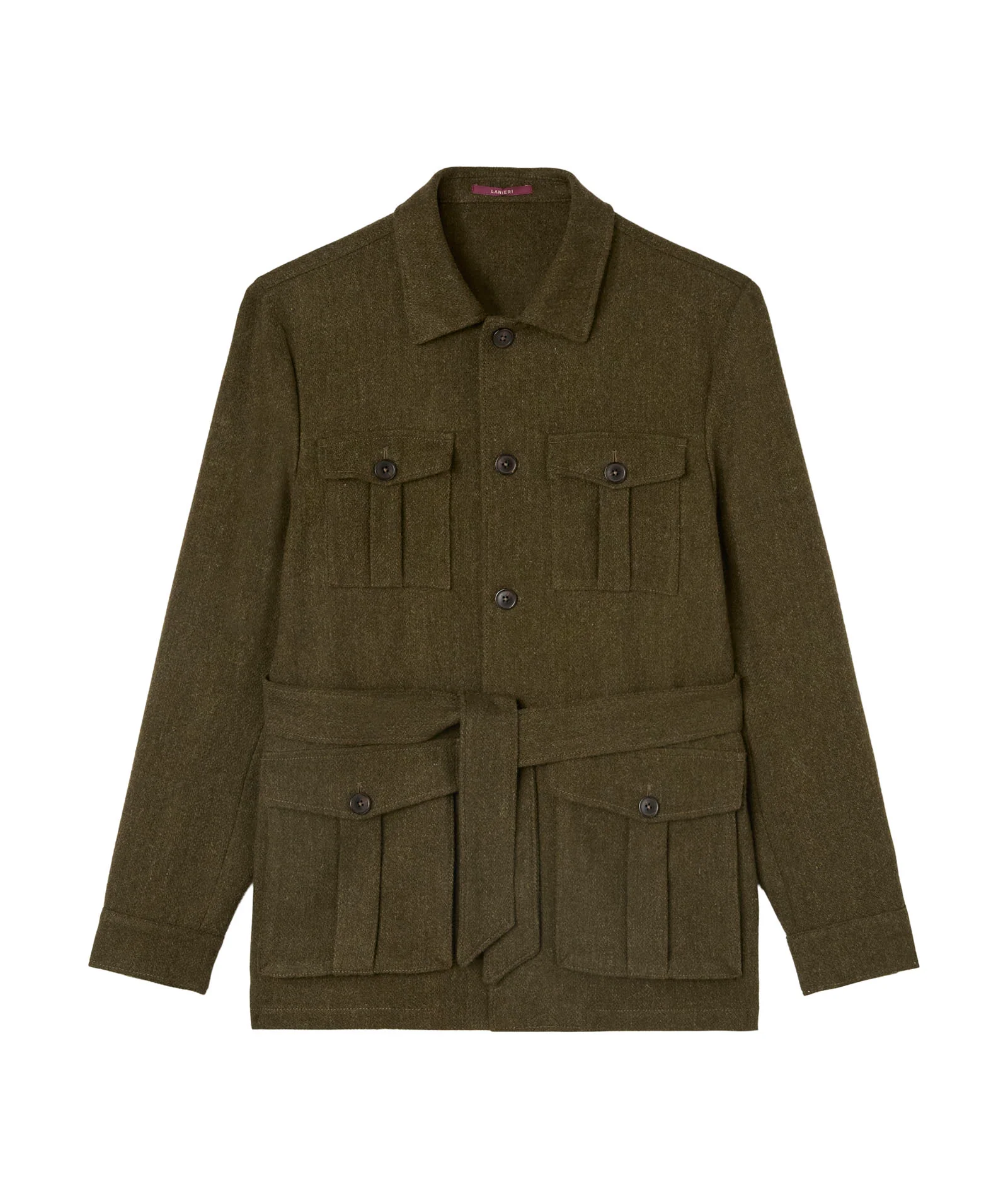 Giacca Safari micro-design verde in lana - Image 3