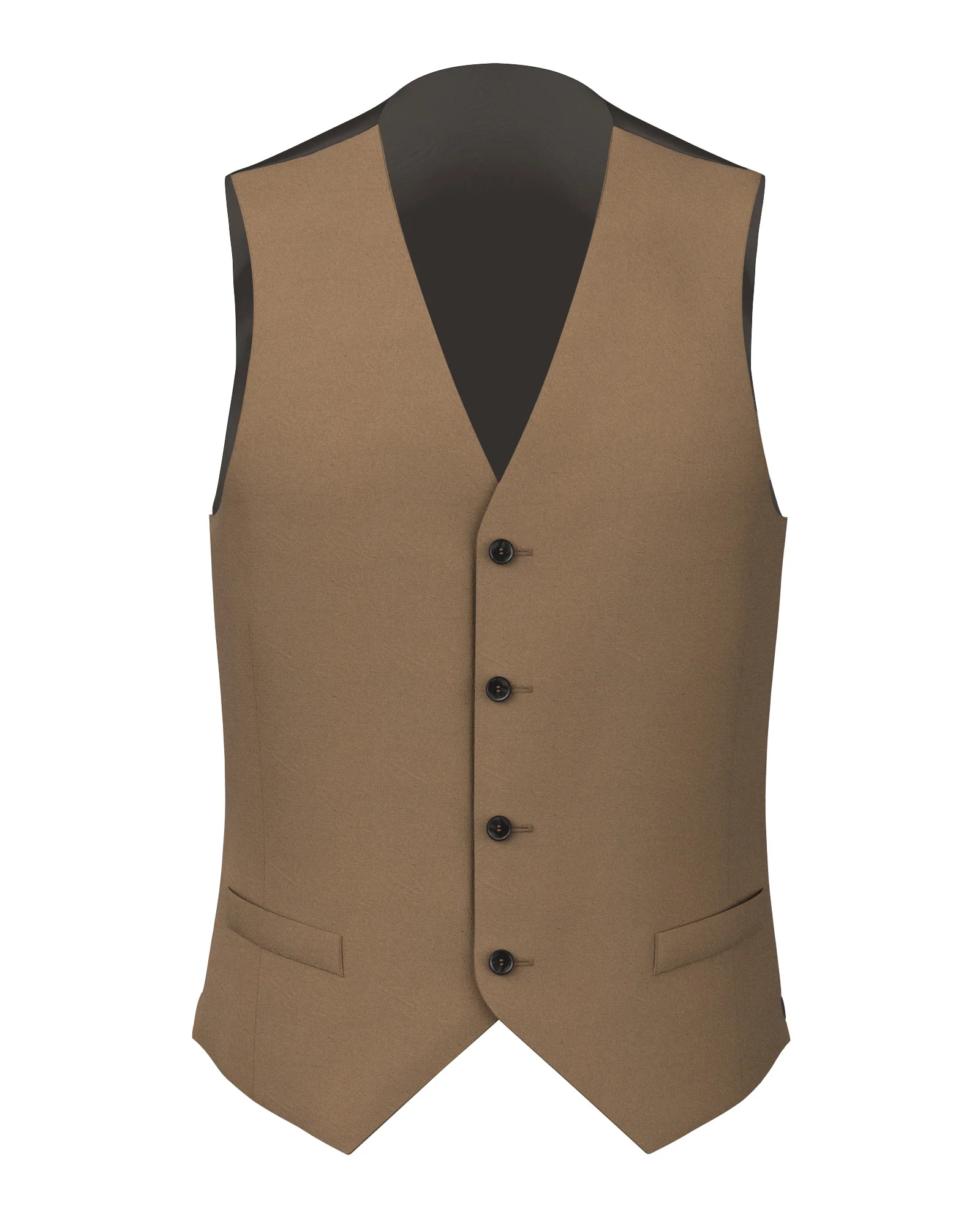 Gilet beige in twill di cotone e seta