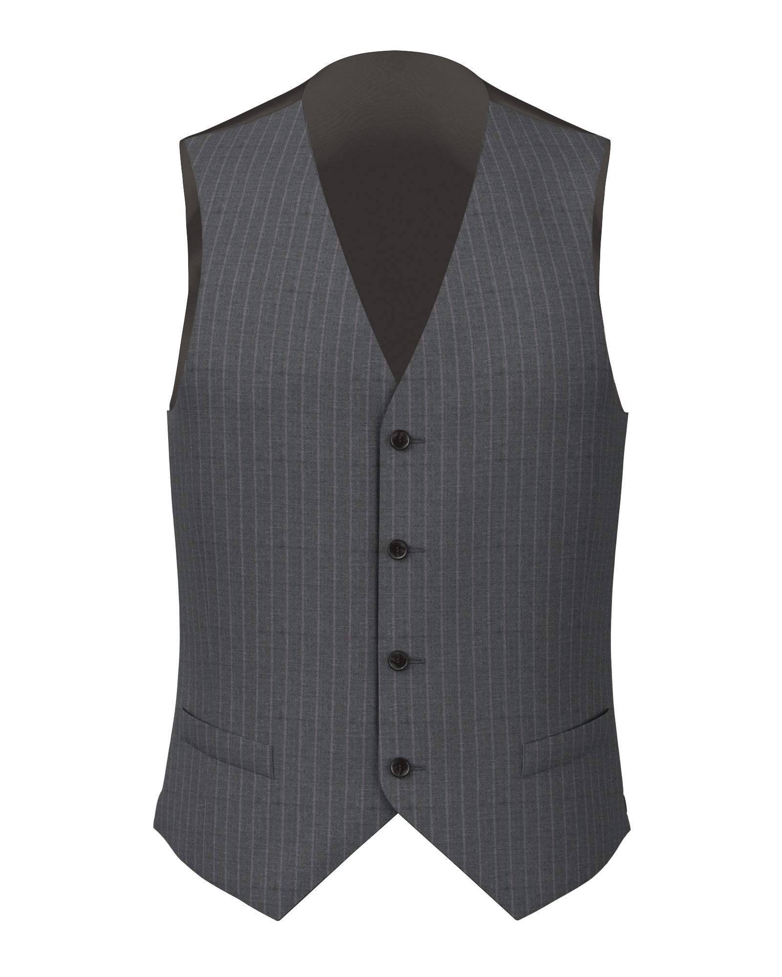 Gilet in lana gessato grigio e lilla