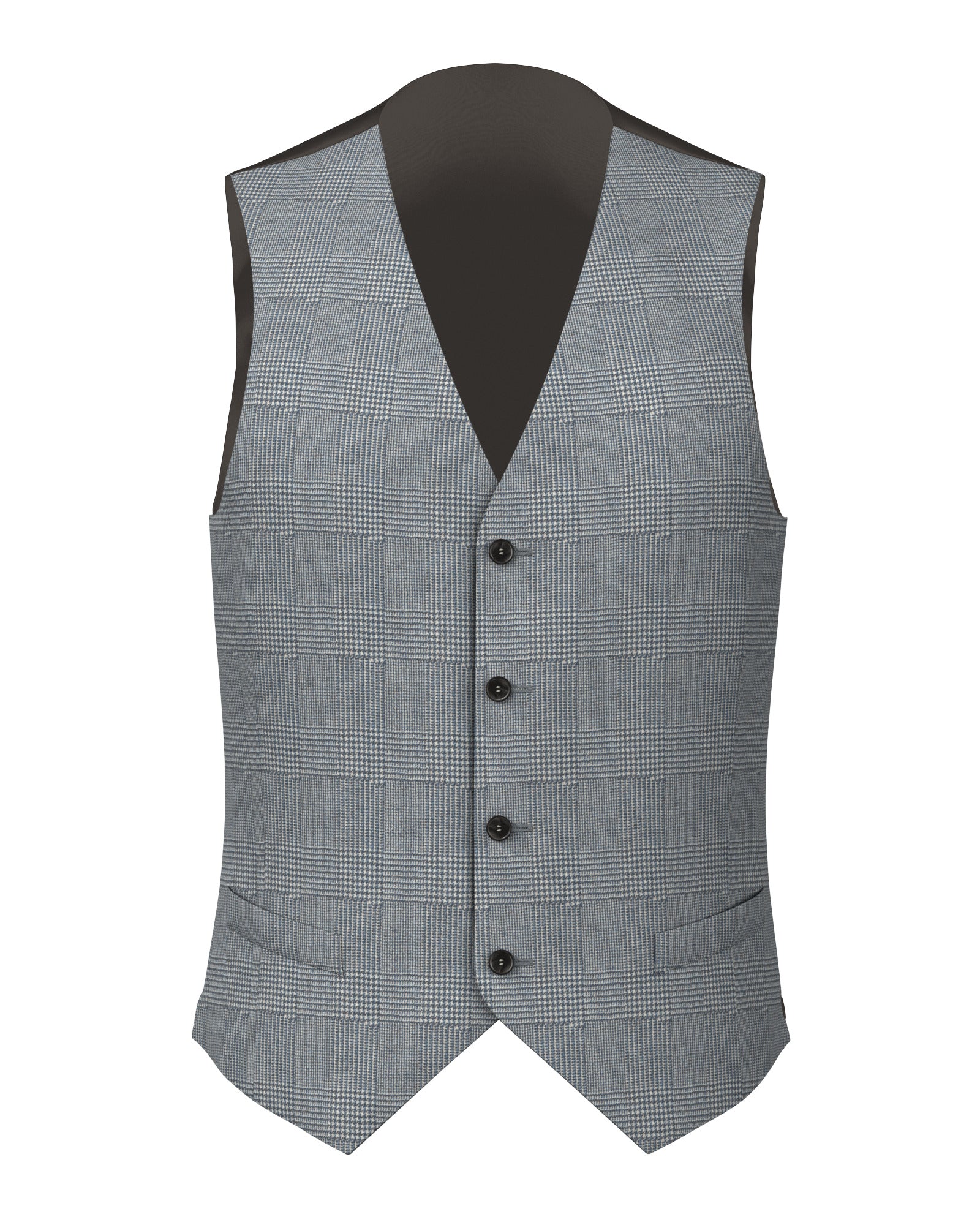 Gilet in lana Principe di Galles azzurro