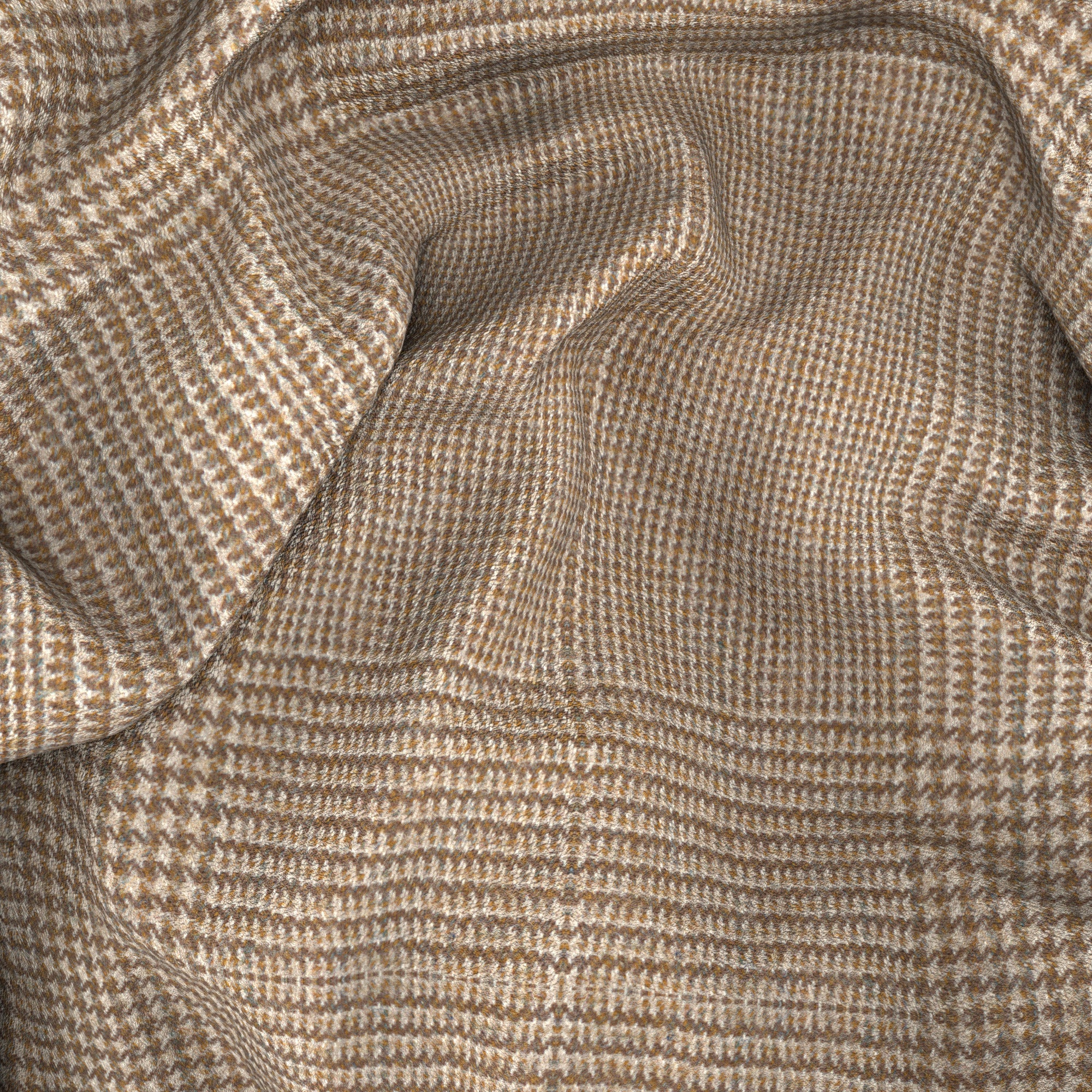 Gilet in lana Principe di Galles color cammello - Image 3