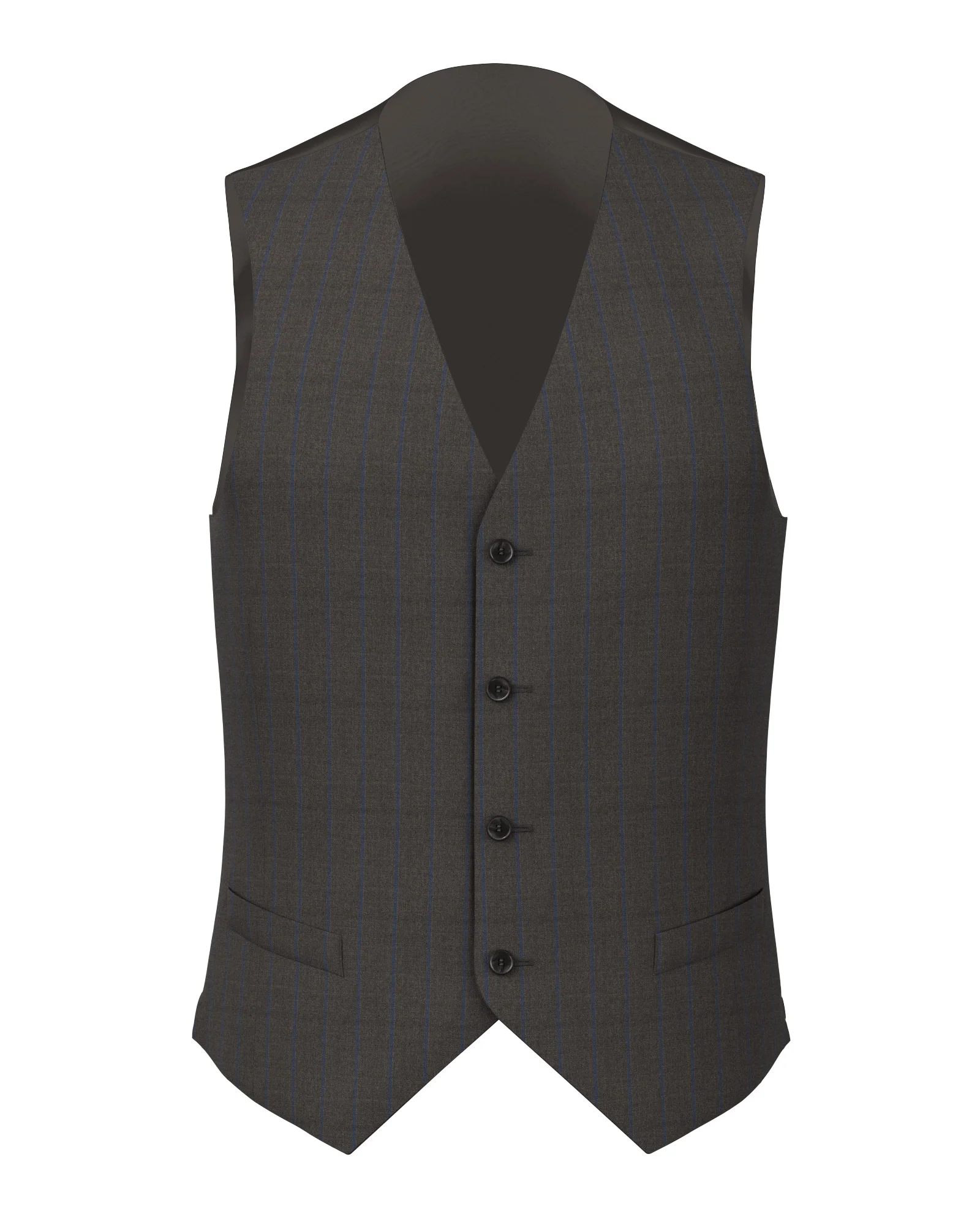 Gilet marrone con gessatura blu