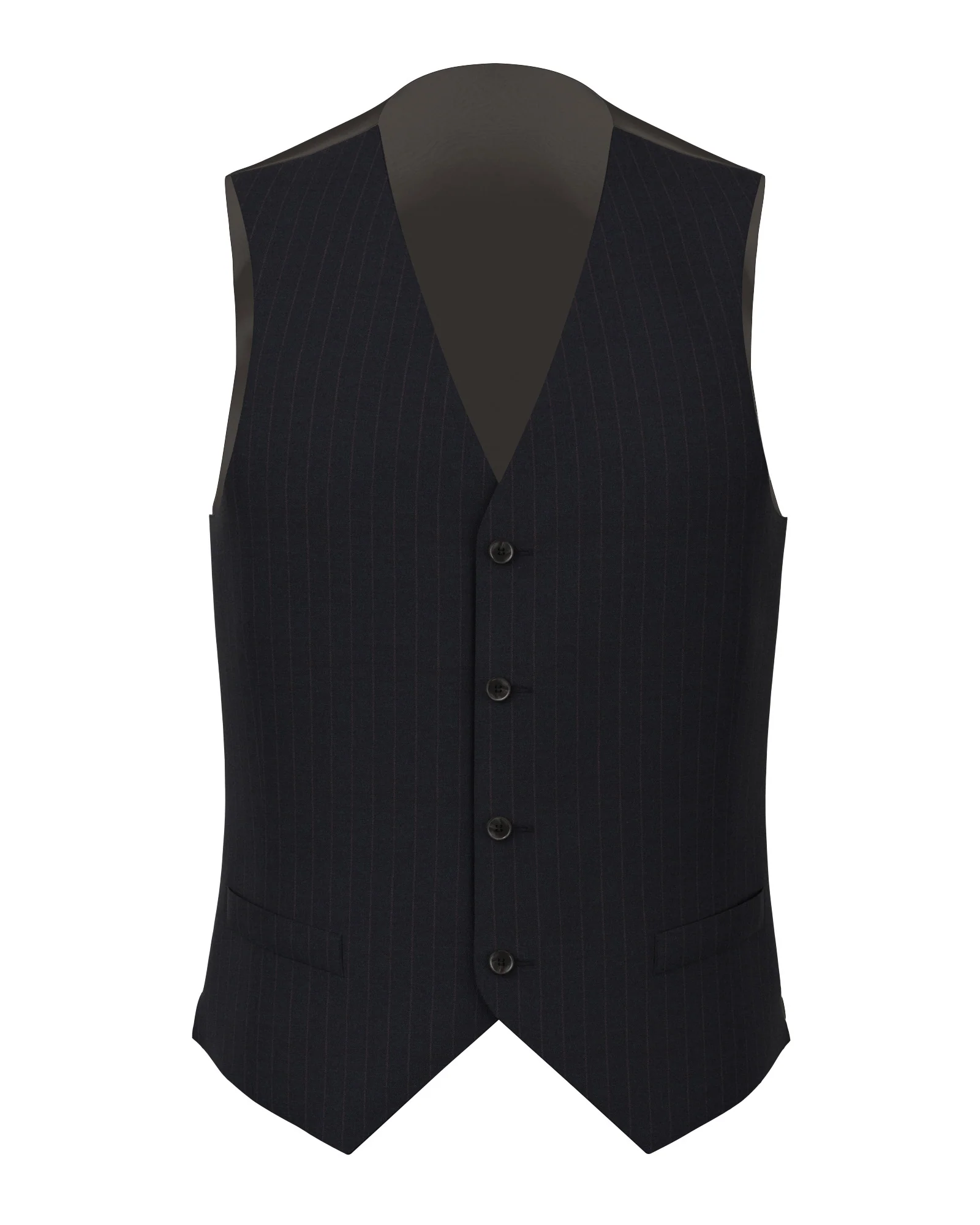 Gilet Signature in lana Super 170's blu gessato rosso