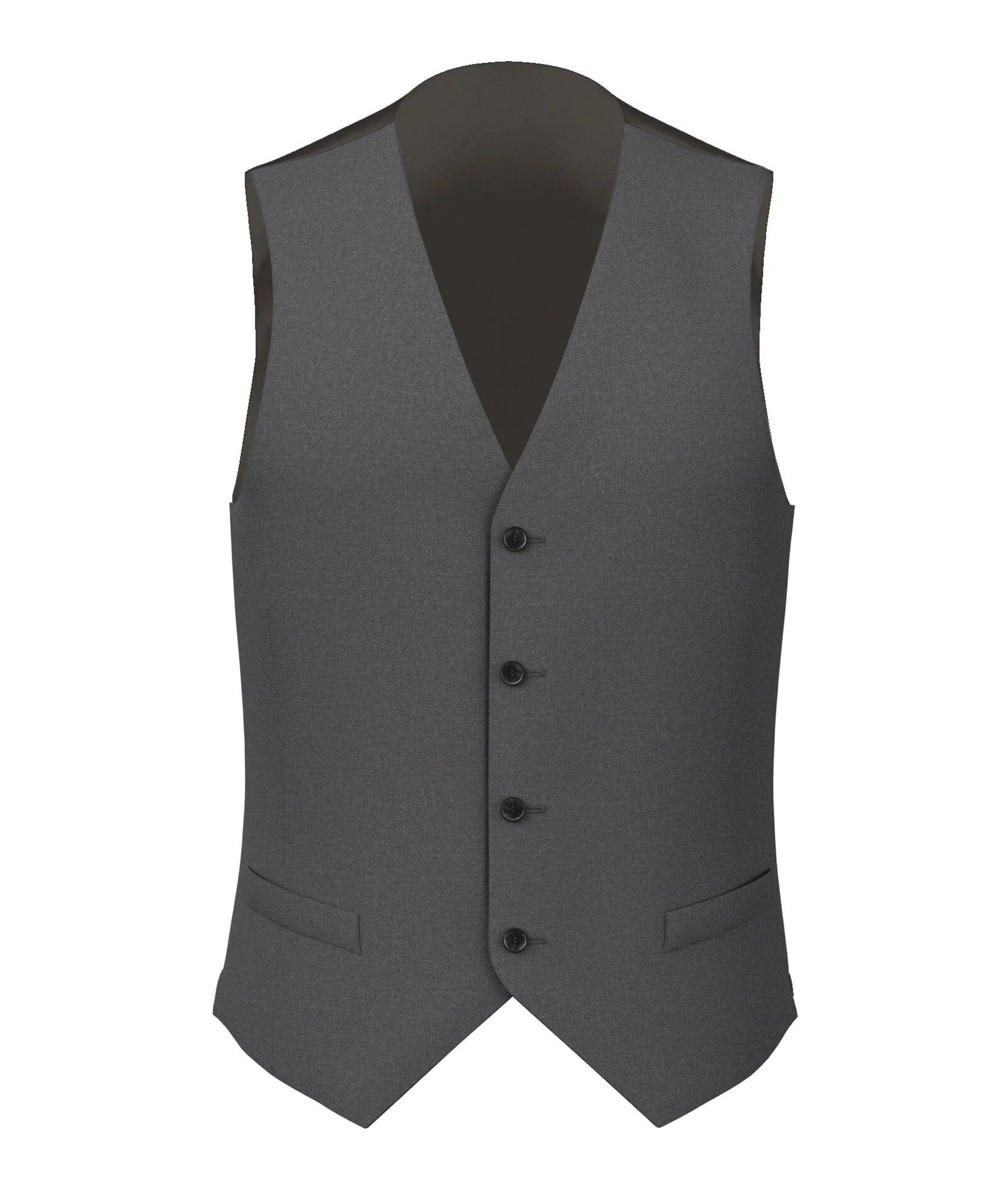 Gilet Su Misura da Uomo grigio in twill di lana