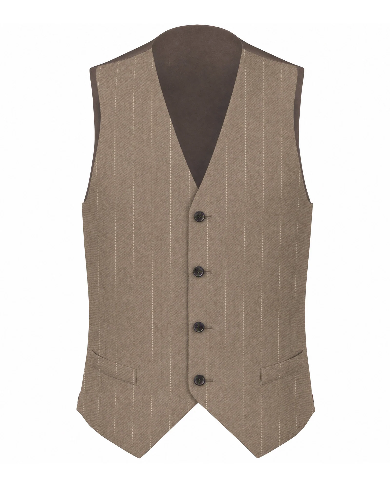 Gilet in lana 130's gessato beige