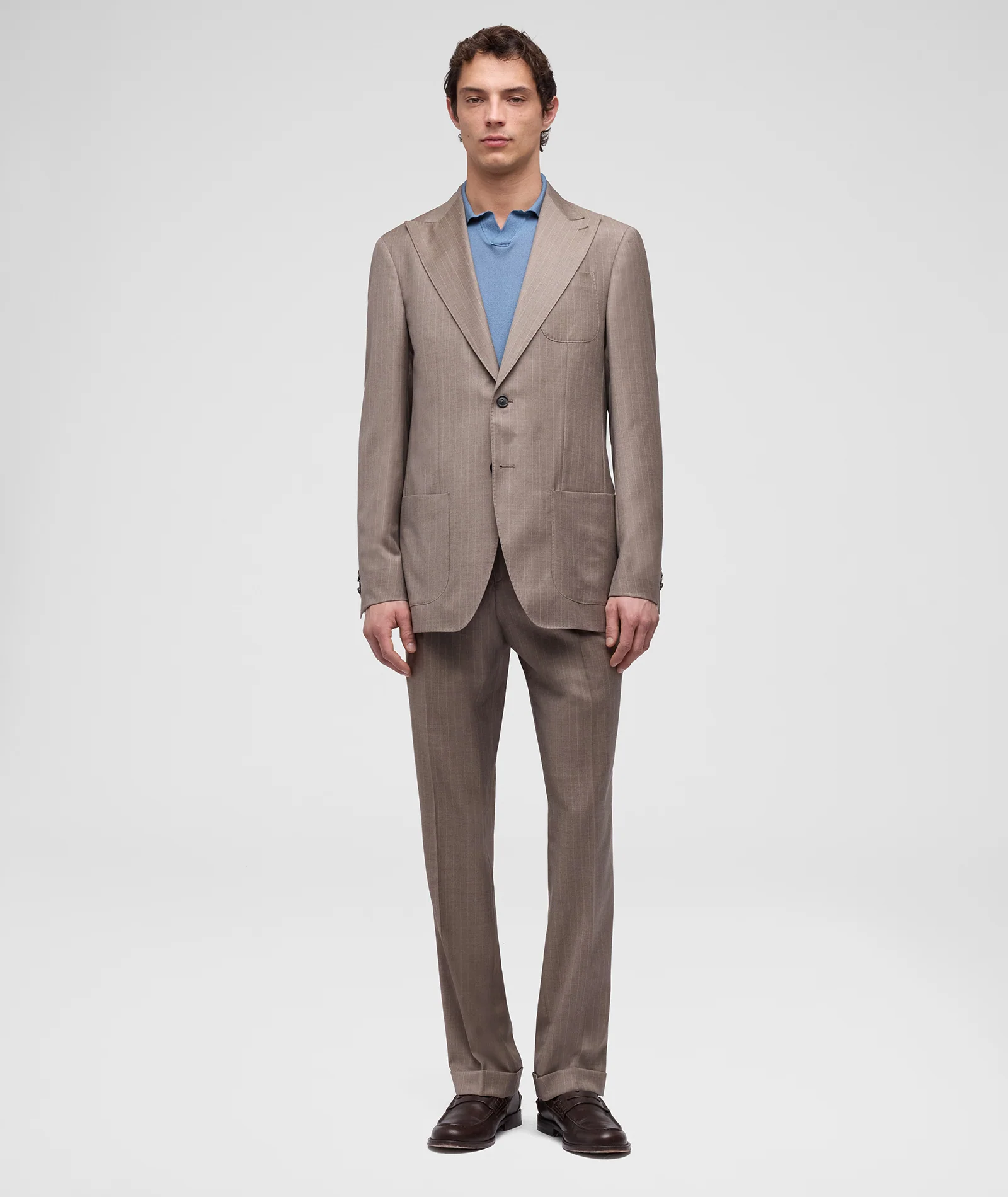 Abito in lana 130's gessato beige