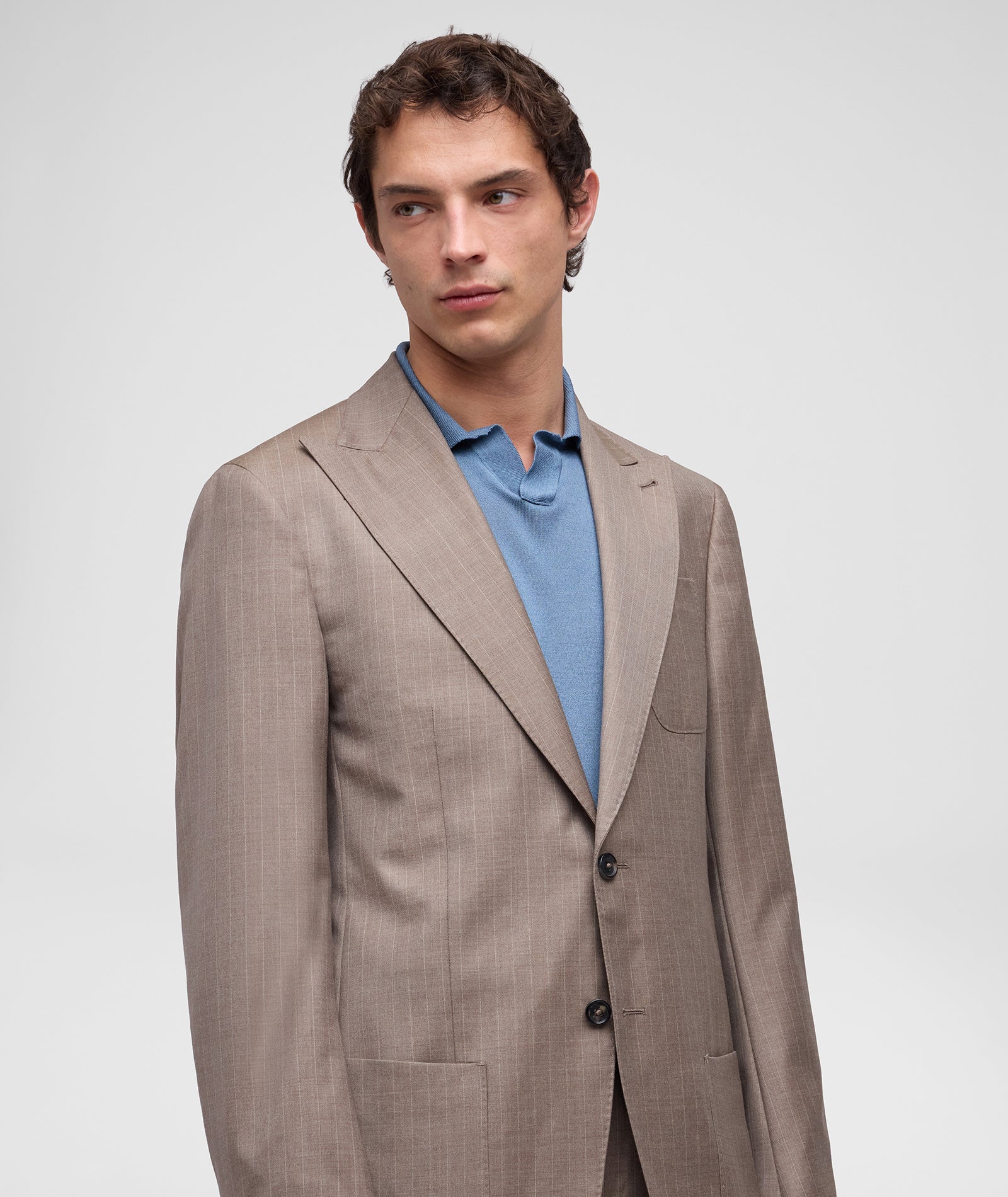 Abito in lana 130's gessato beige - Image 2