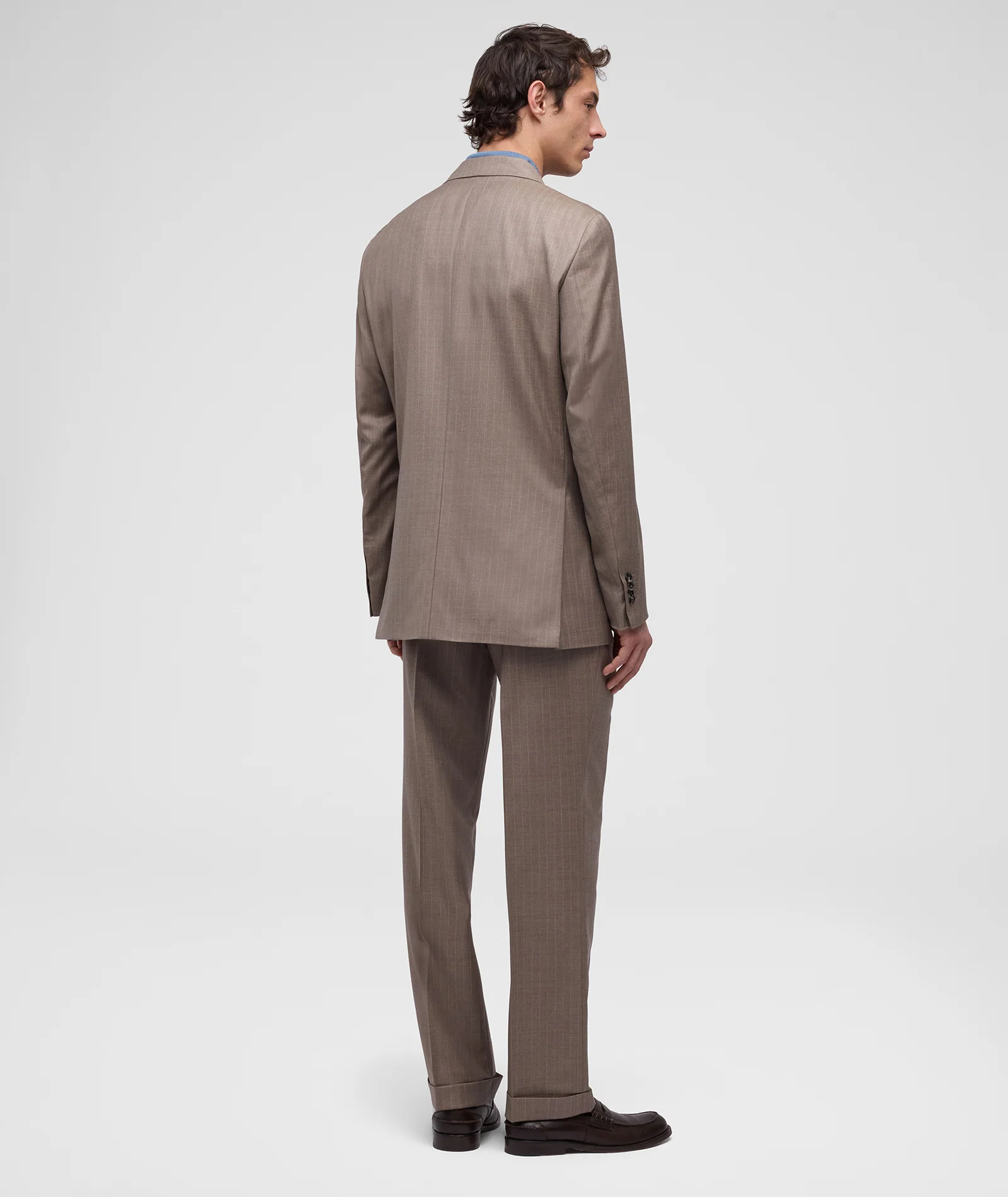 Abito in lana 130's gessato beige - Image 3