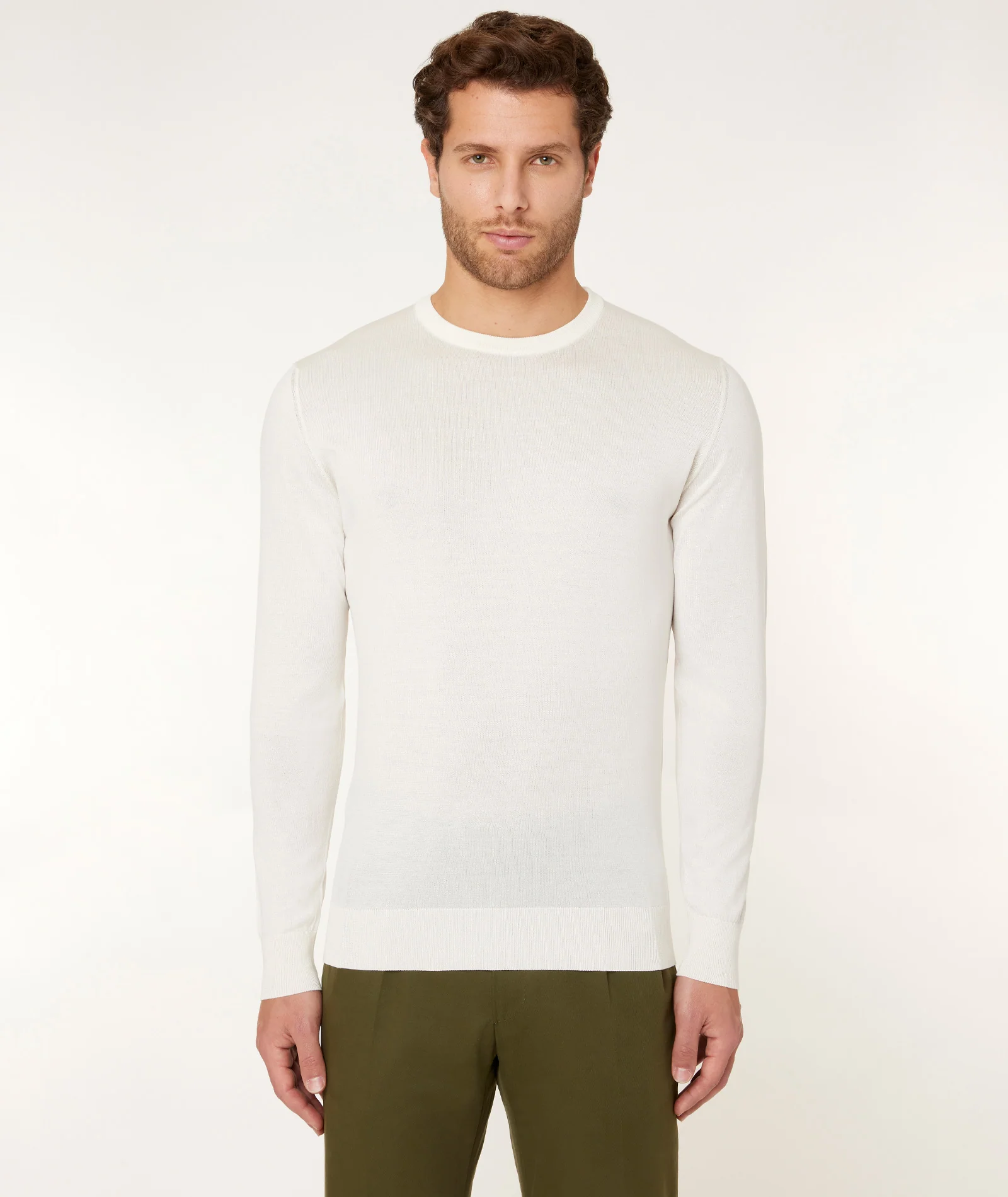 Maglione Bianco Seta Cotone