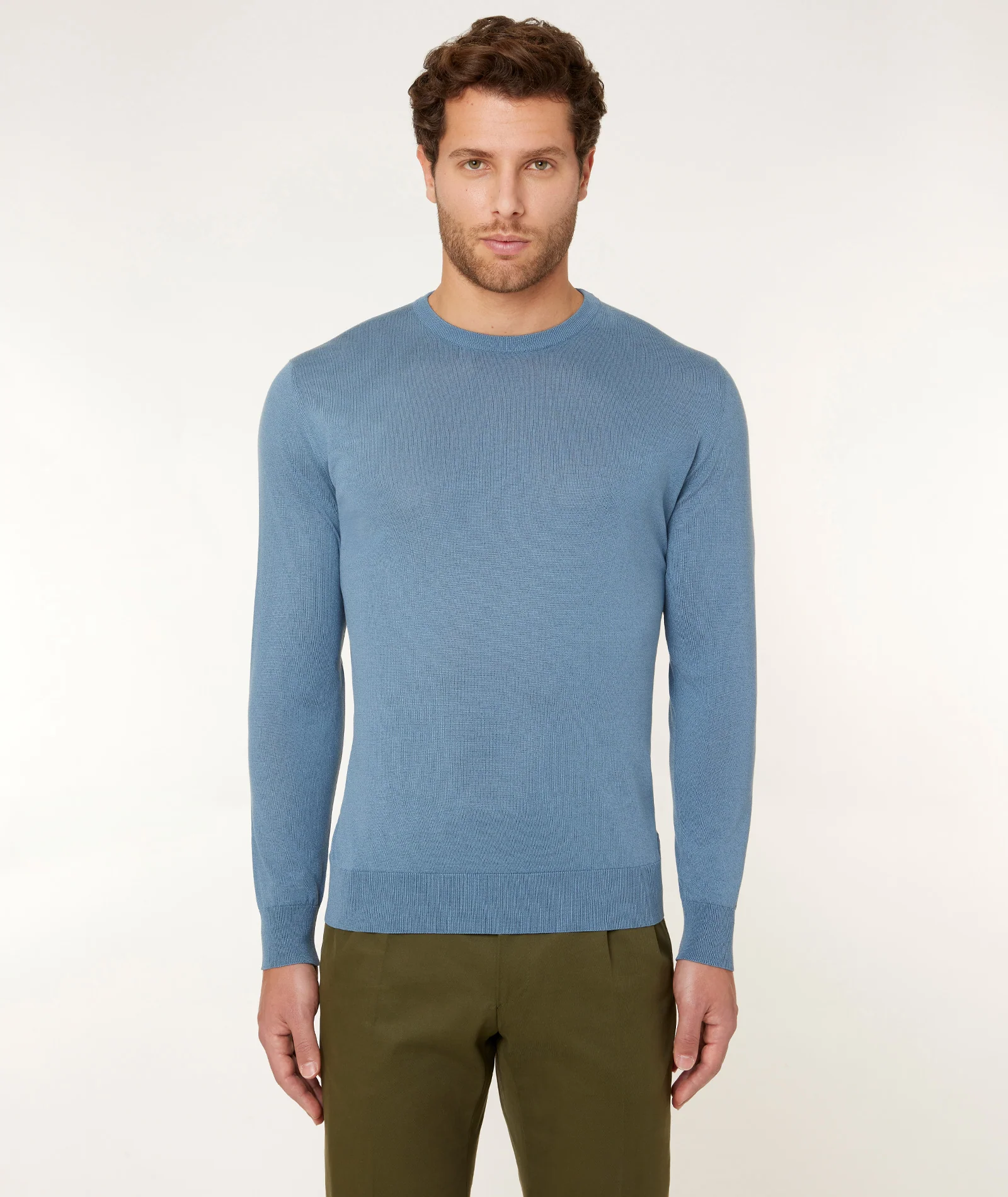 Maglione Blu Chiaro Seta Cotone