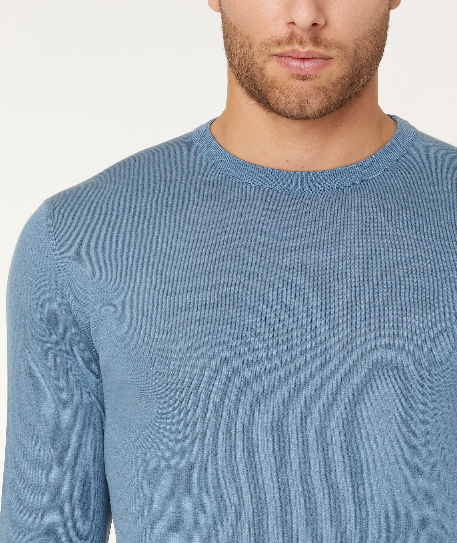 Maglione Blu Chiaro Seta Cotone - Image 3