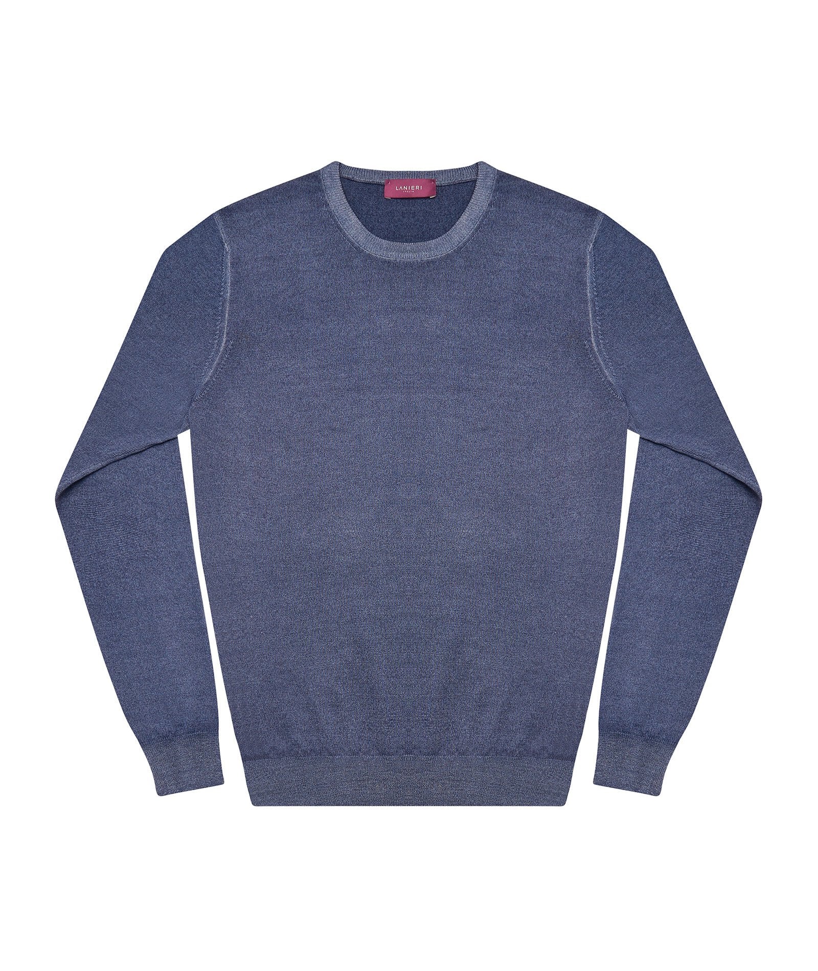 Maglione blu denim in lana lavata - Image 3