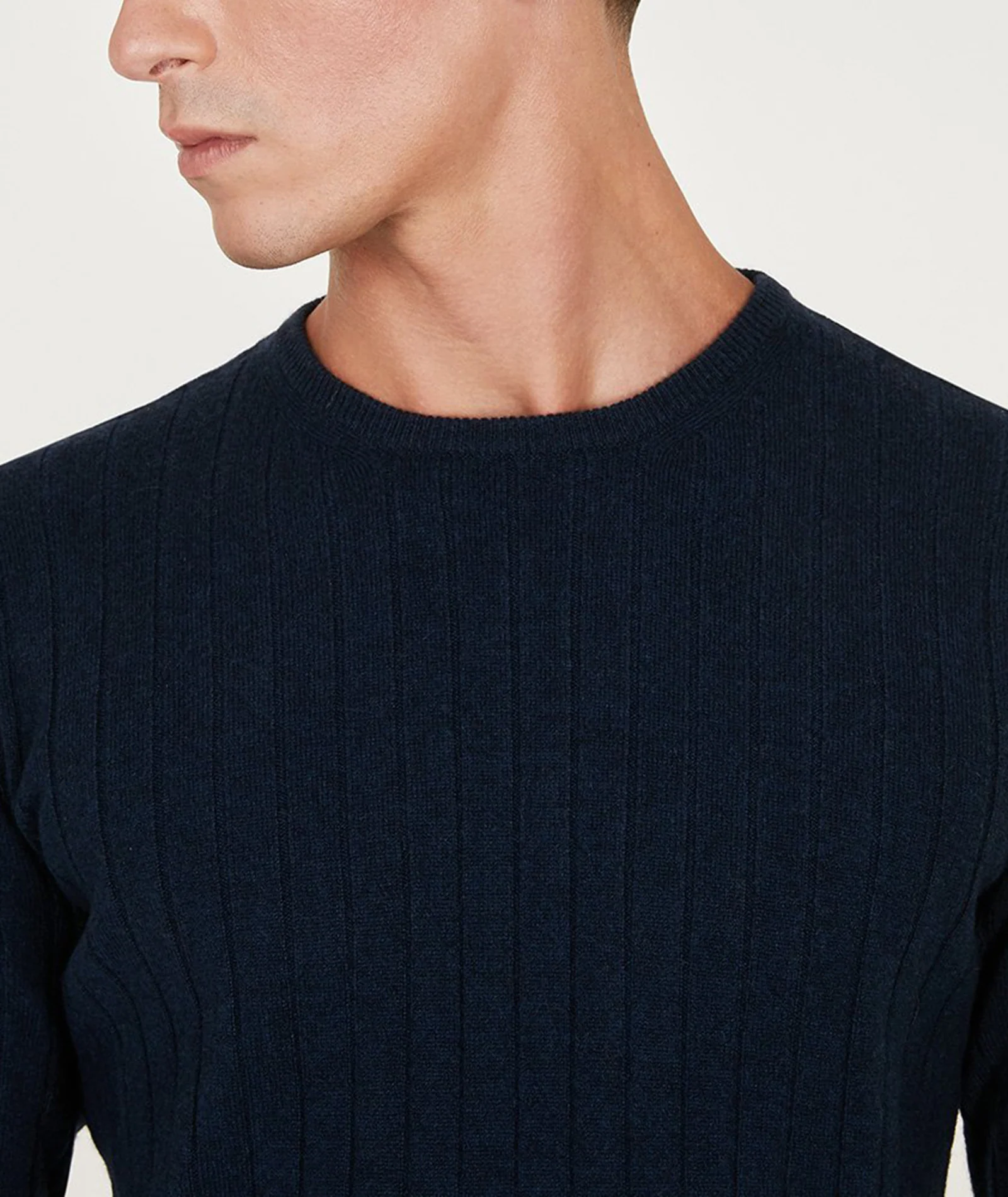 Maglione blu navy in cashmere - Image 3