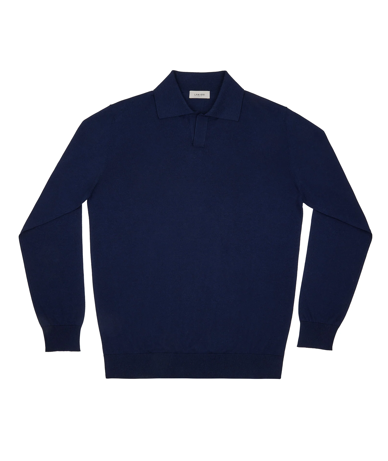 Maglione Knit Polo Blu Scuro Seta Cotone - Image 2