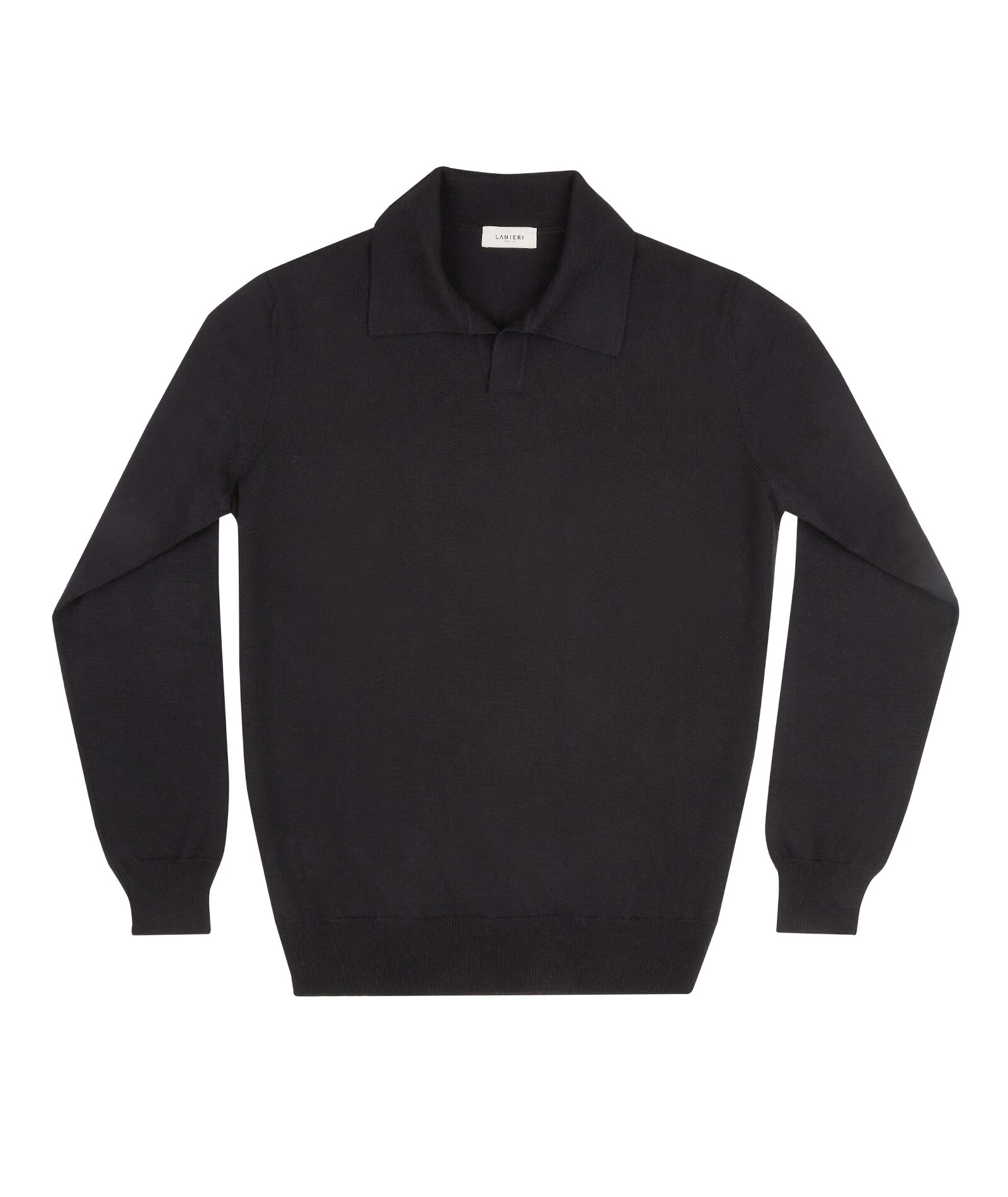 Maglione Knit Polo Nera in Lana - Image 2