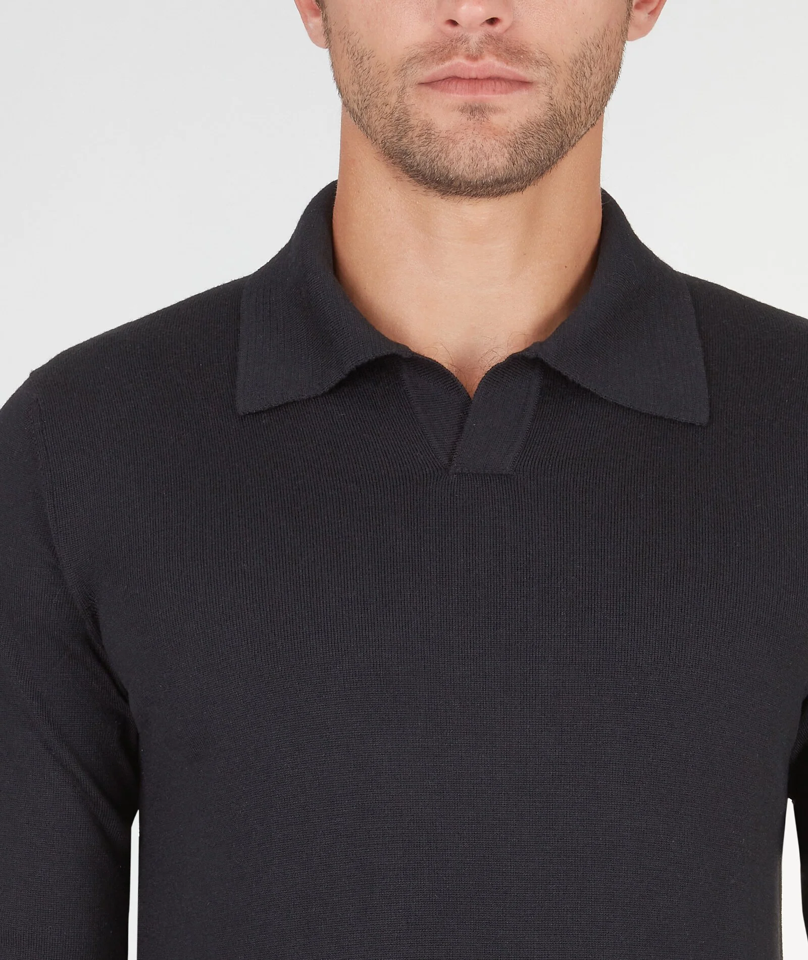 Maglione Knit Polo Nera in Lana - Image 3