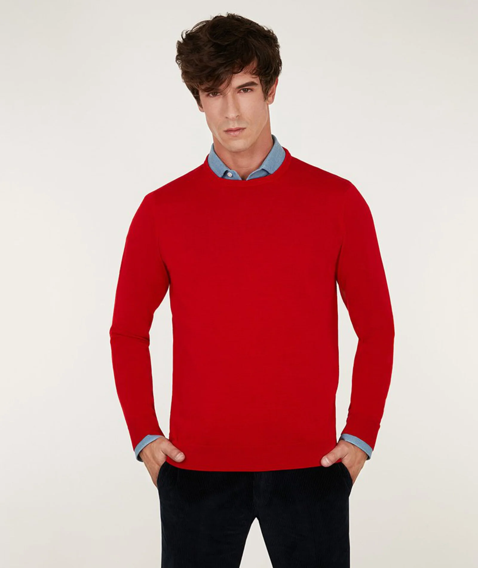 Maglione Uomo Extra fine Rosso Fuoco