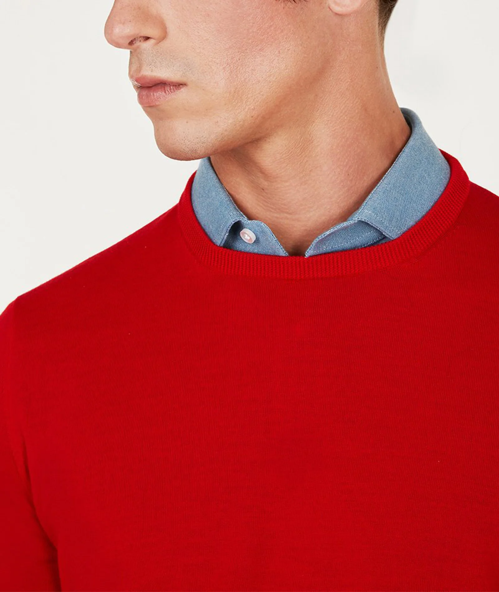 Maglione Uomo Extra fine Rosso Fuoco - Image 3