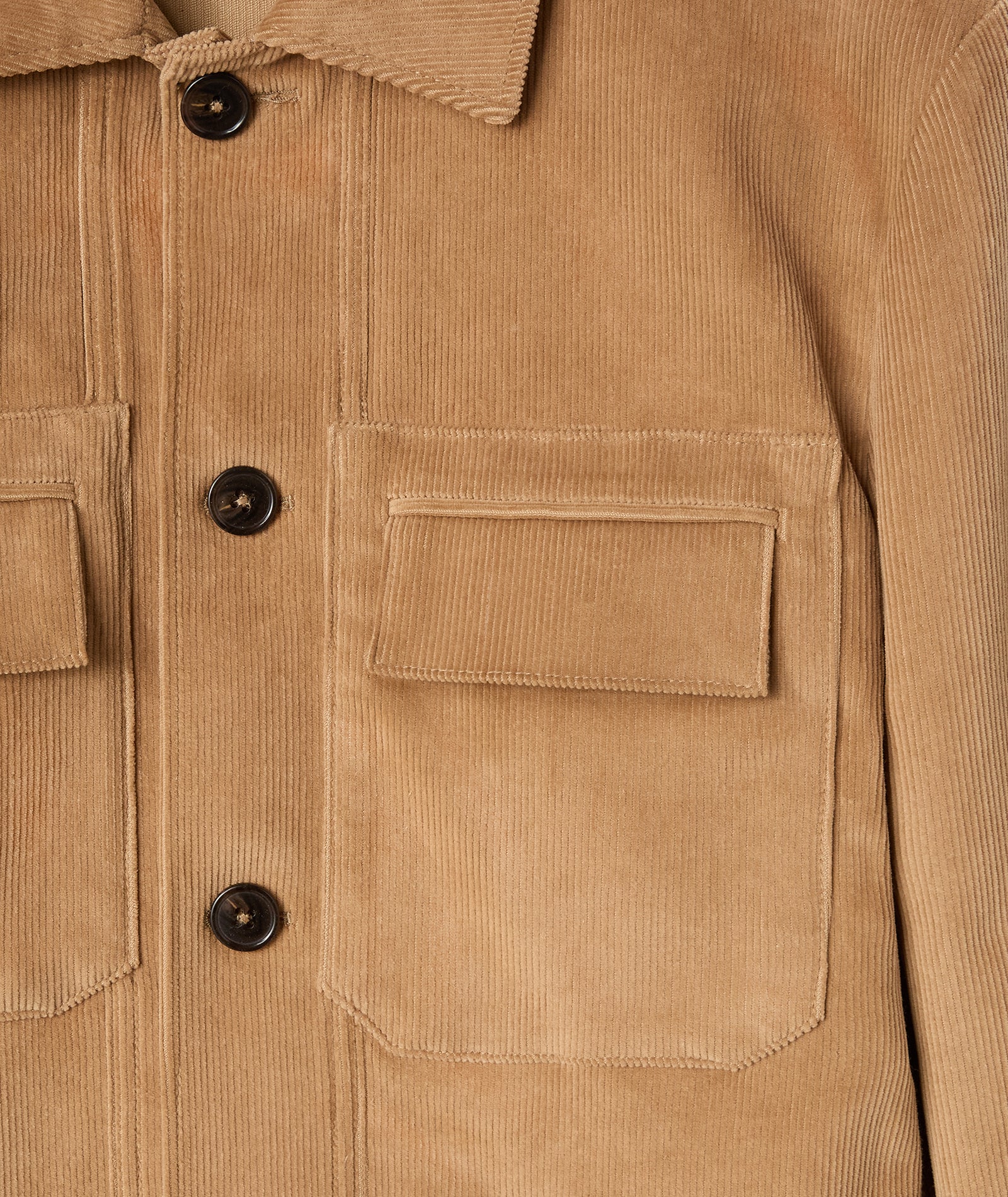 Overshirt beige in velluto di cotone stretch - Image 4