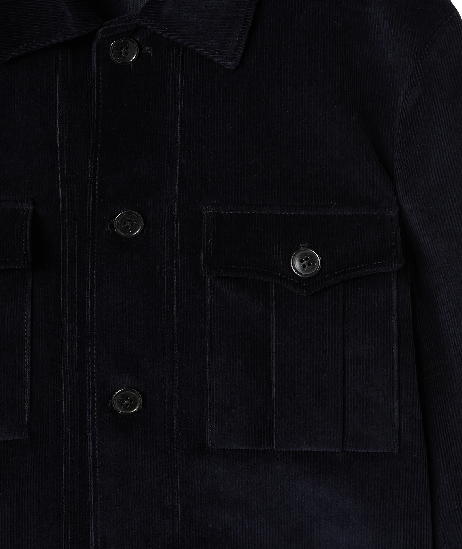 Overshirt blu navy in velluto di cotone stretch - Image 4