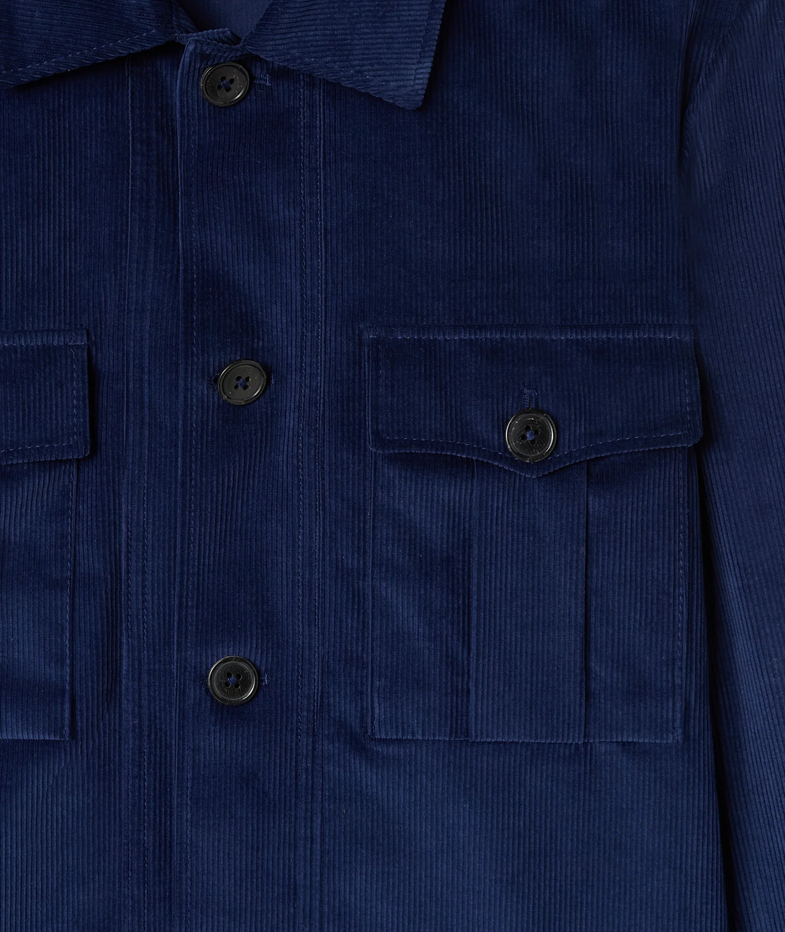 Overshirt blu royal in velluto di cotone stretch - Image 4