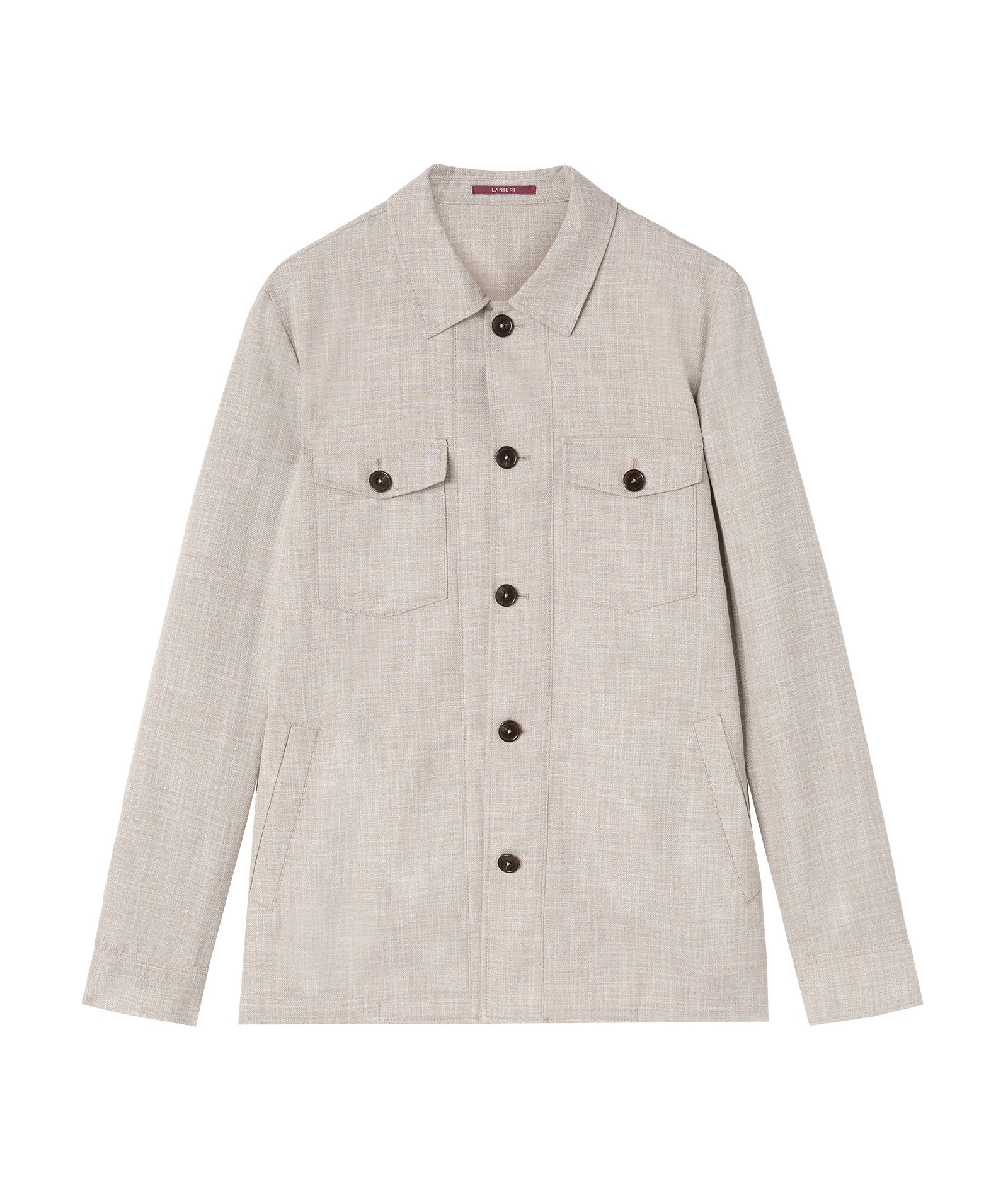 Overshirt in cotone lana beige mélange - Image 3
