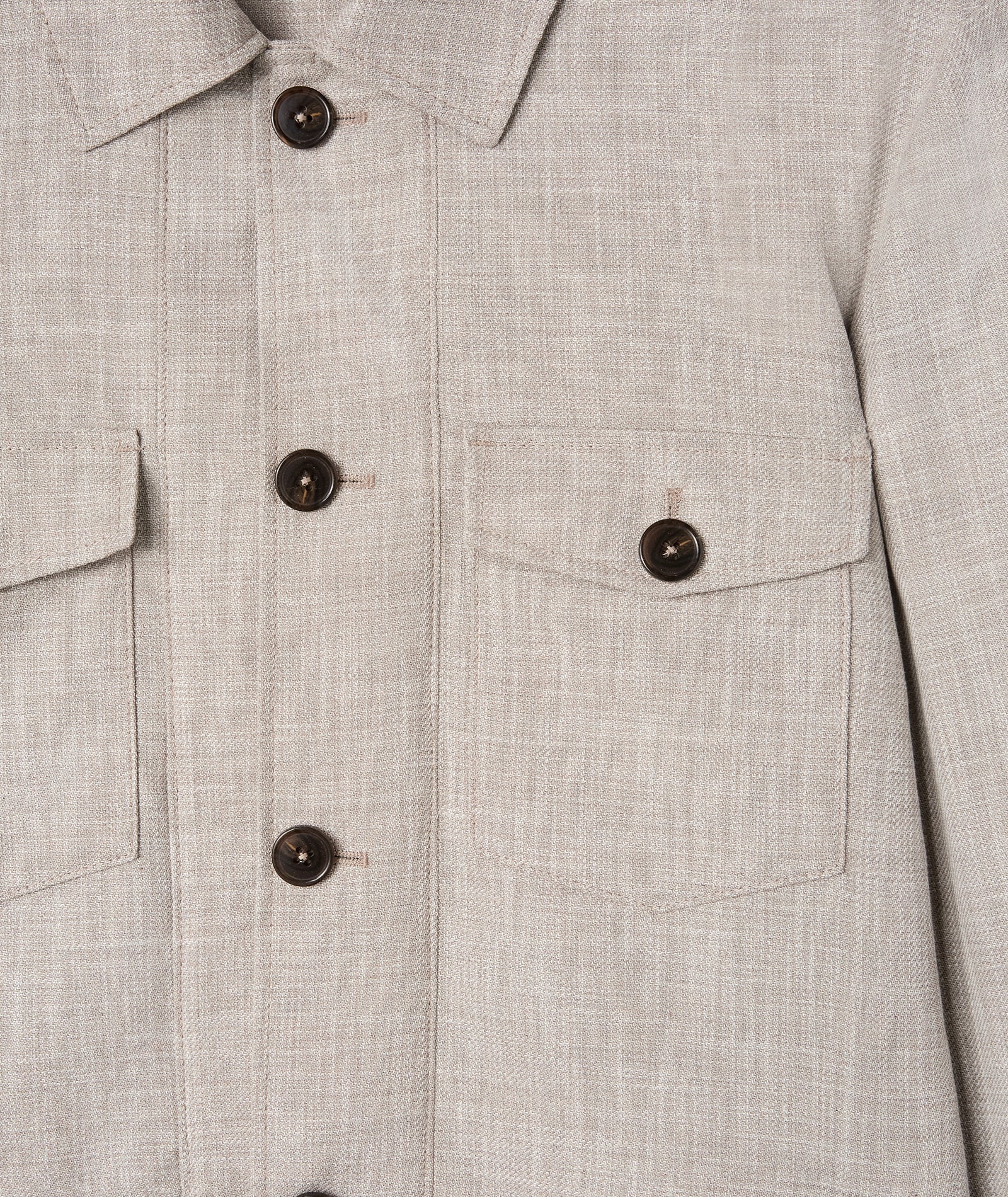 Overshirt in cotone lana beige mélange - Image 4