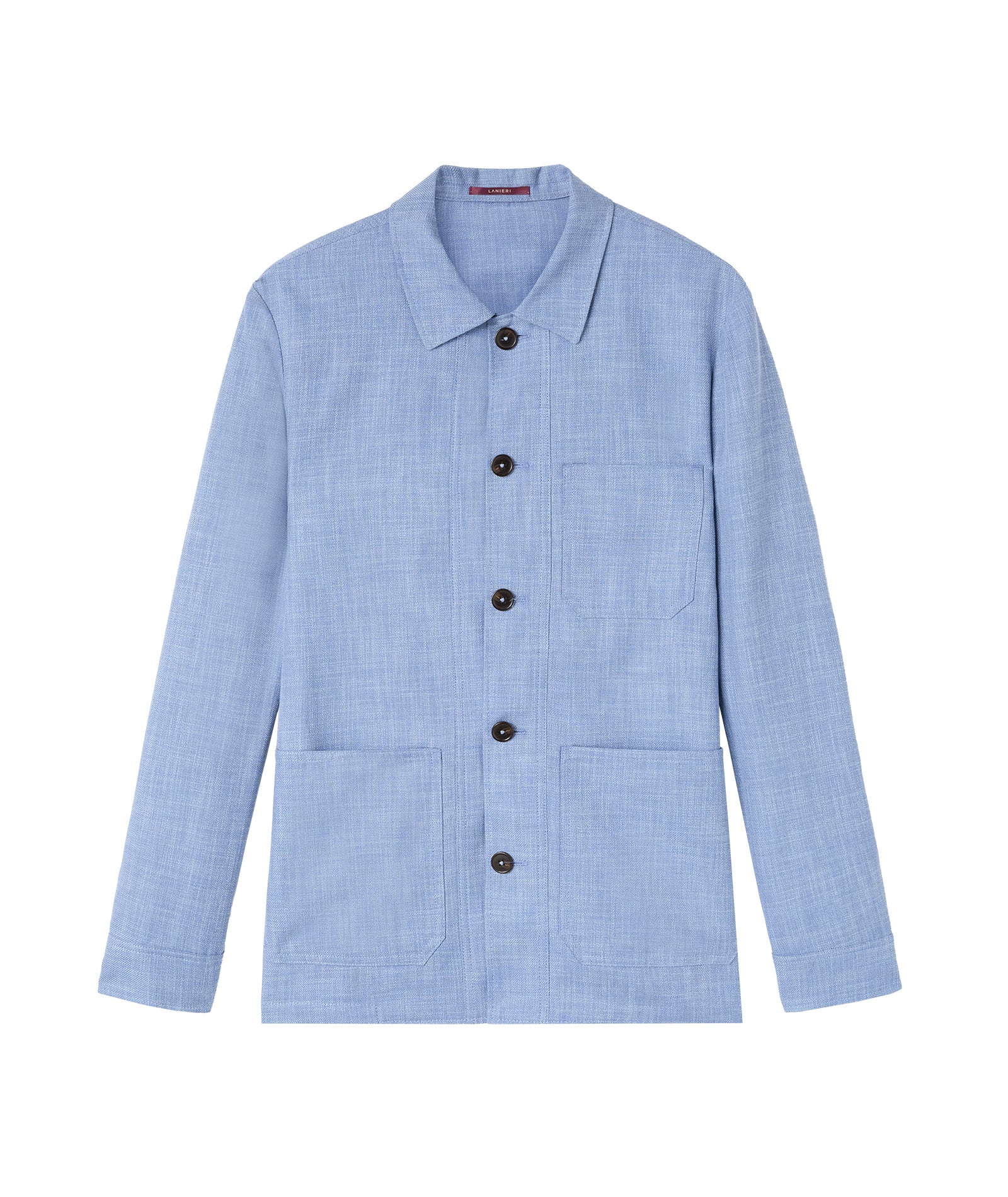 Overshirt in cotone lana celeste mélange - Image 3