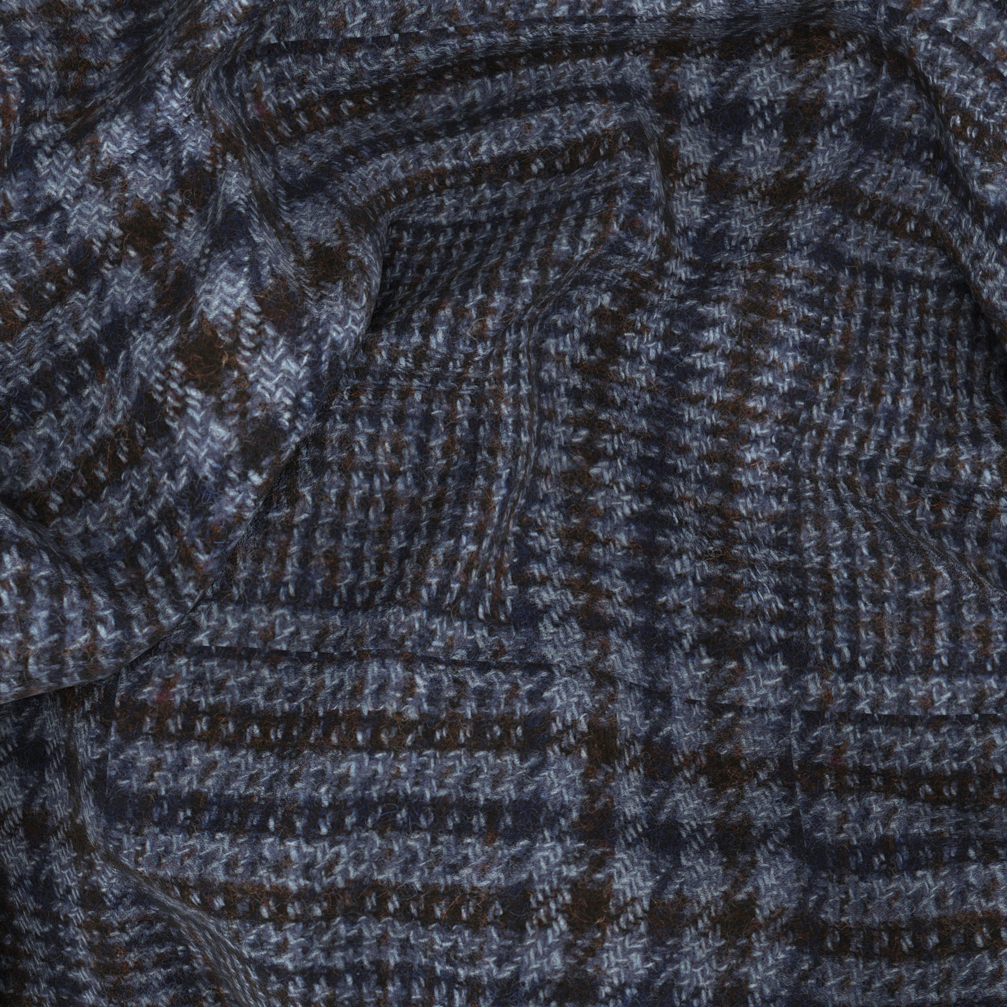 Overshirt in lana e baby alpaca Principe di Galles blu - Image 2