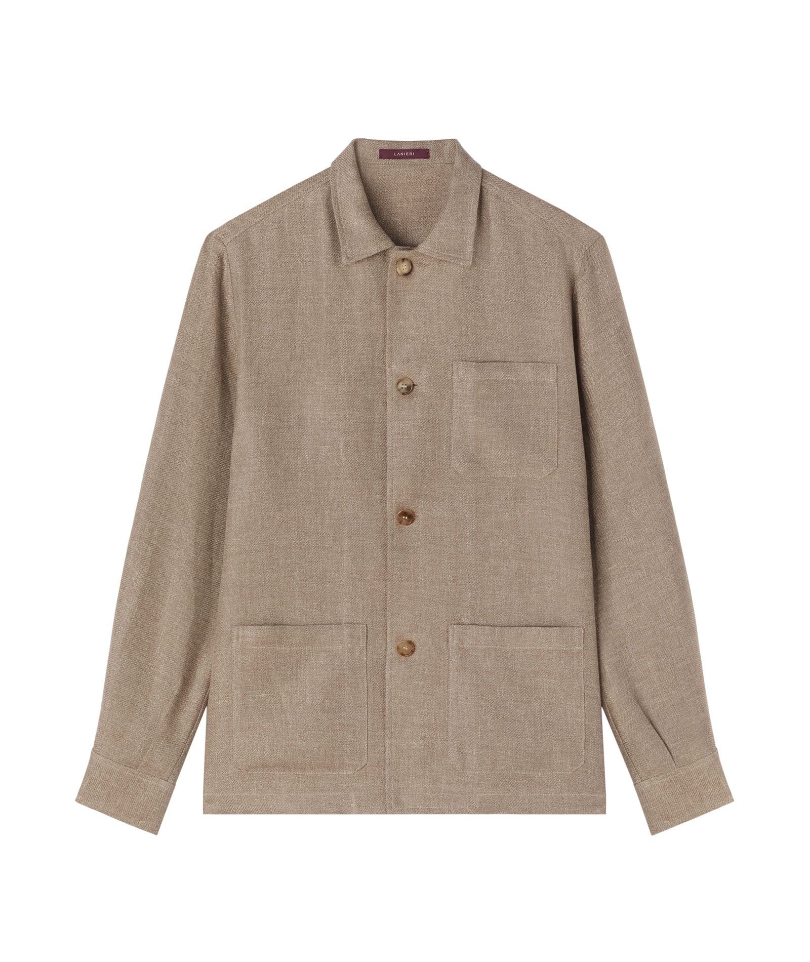 Overshirt in lino-lana-seta microdesign beige - Image 2