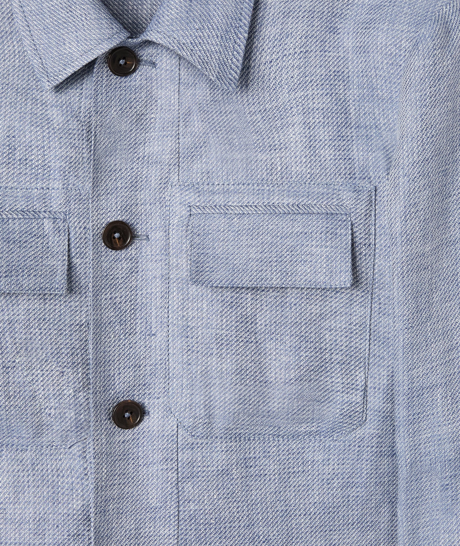 Overshirt in lino microdesign diagonale azzurra - Image 4