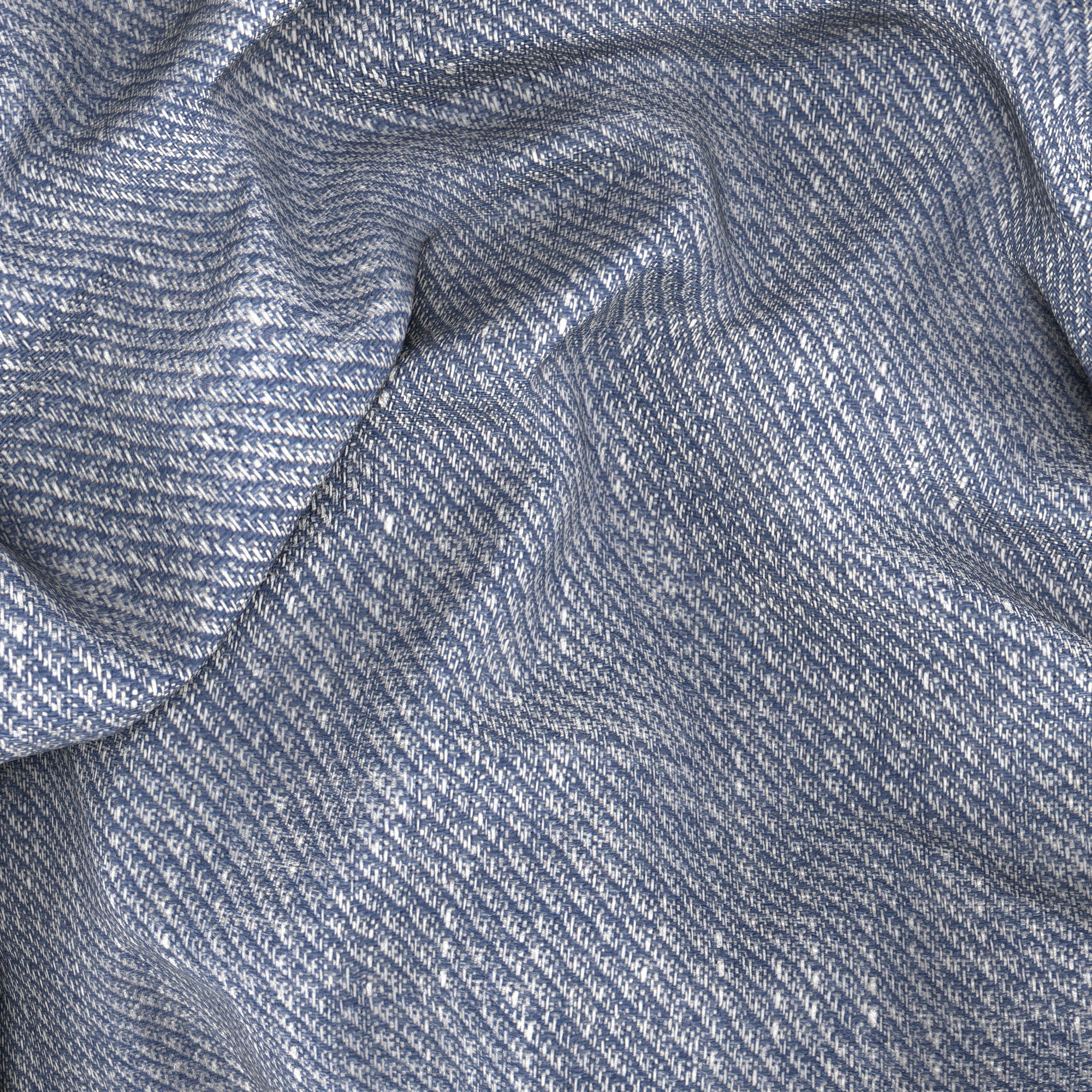 Overshirt in lino microdesign diagonale azzurra - Image 6