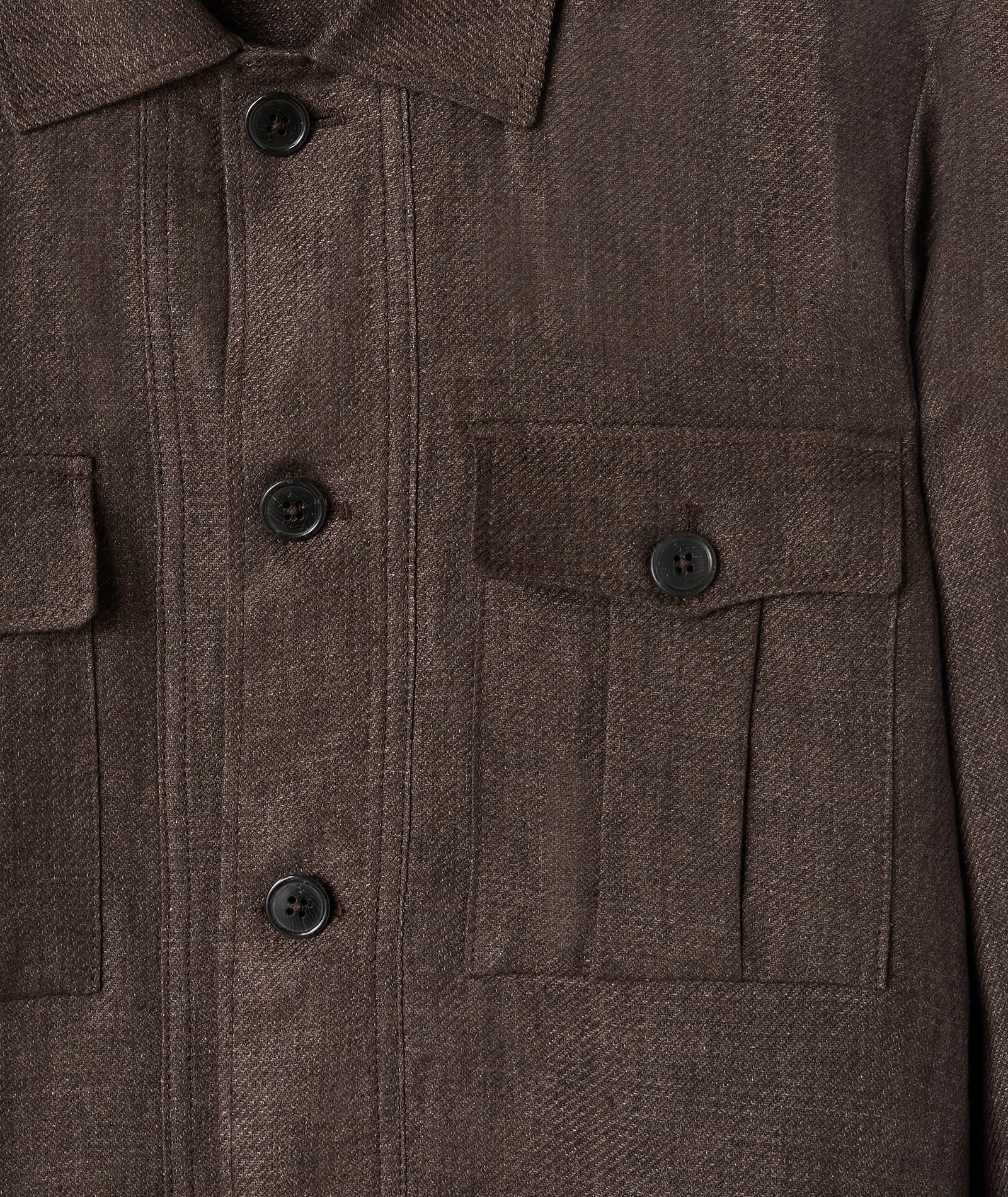 Overshirt in lino microdesign diagonale marrone - Image 4