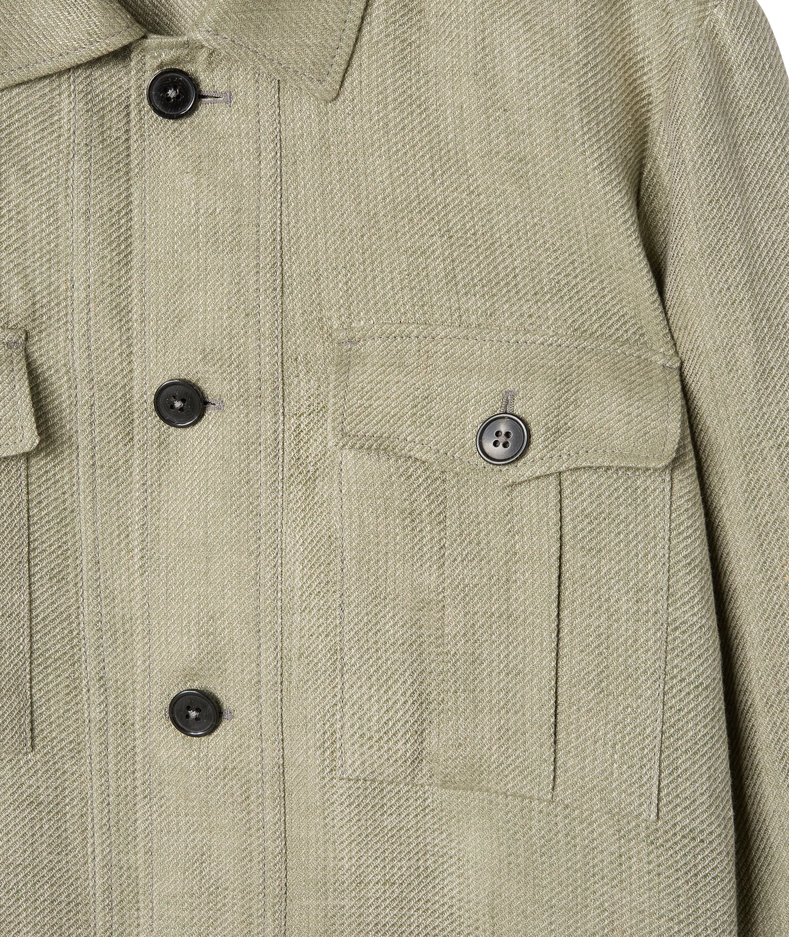 Overshirt in lino microdesign diagonale verde - Image 4