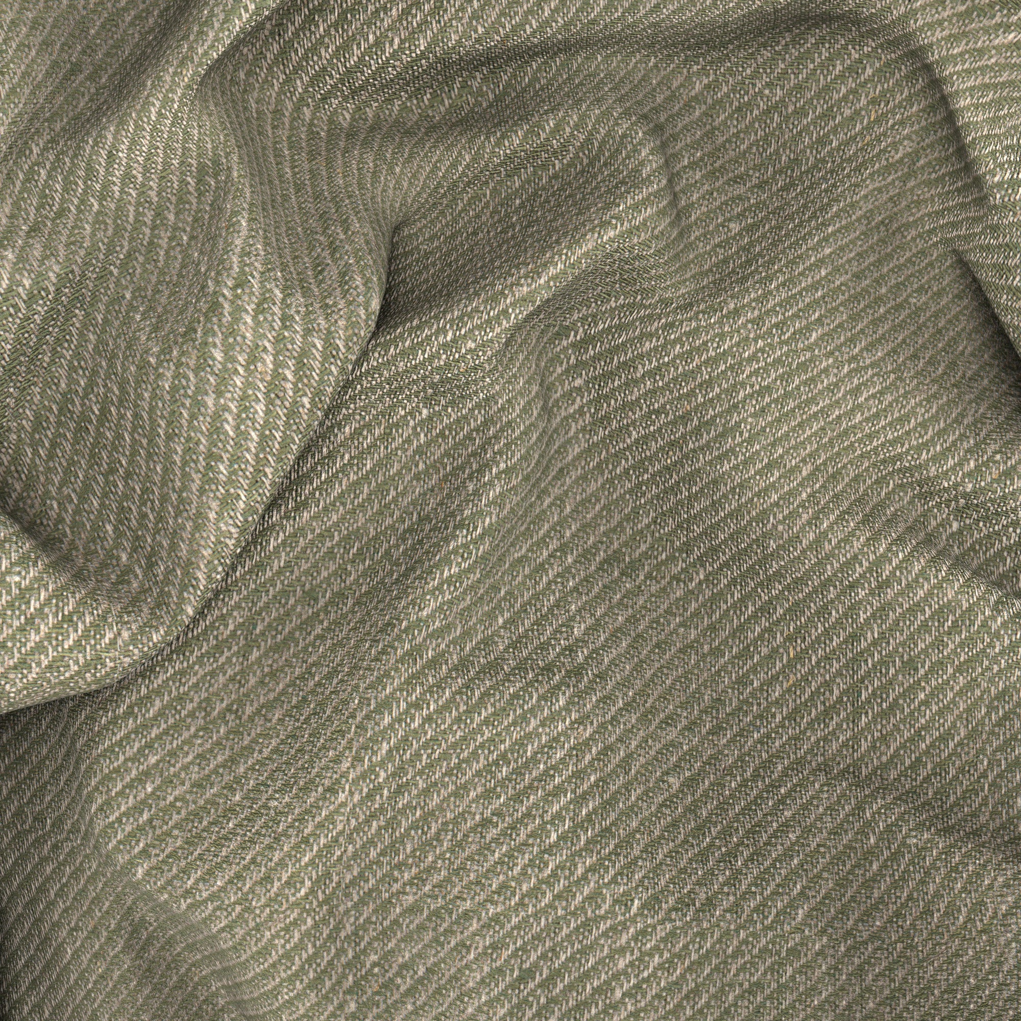 Overshirt in lino microdesign diagonale verde - Image 6