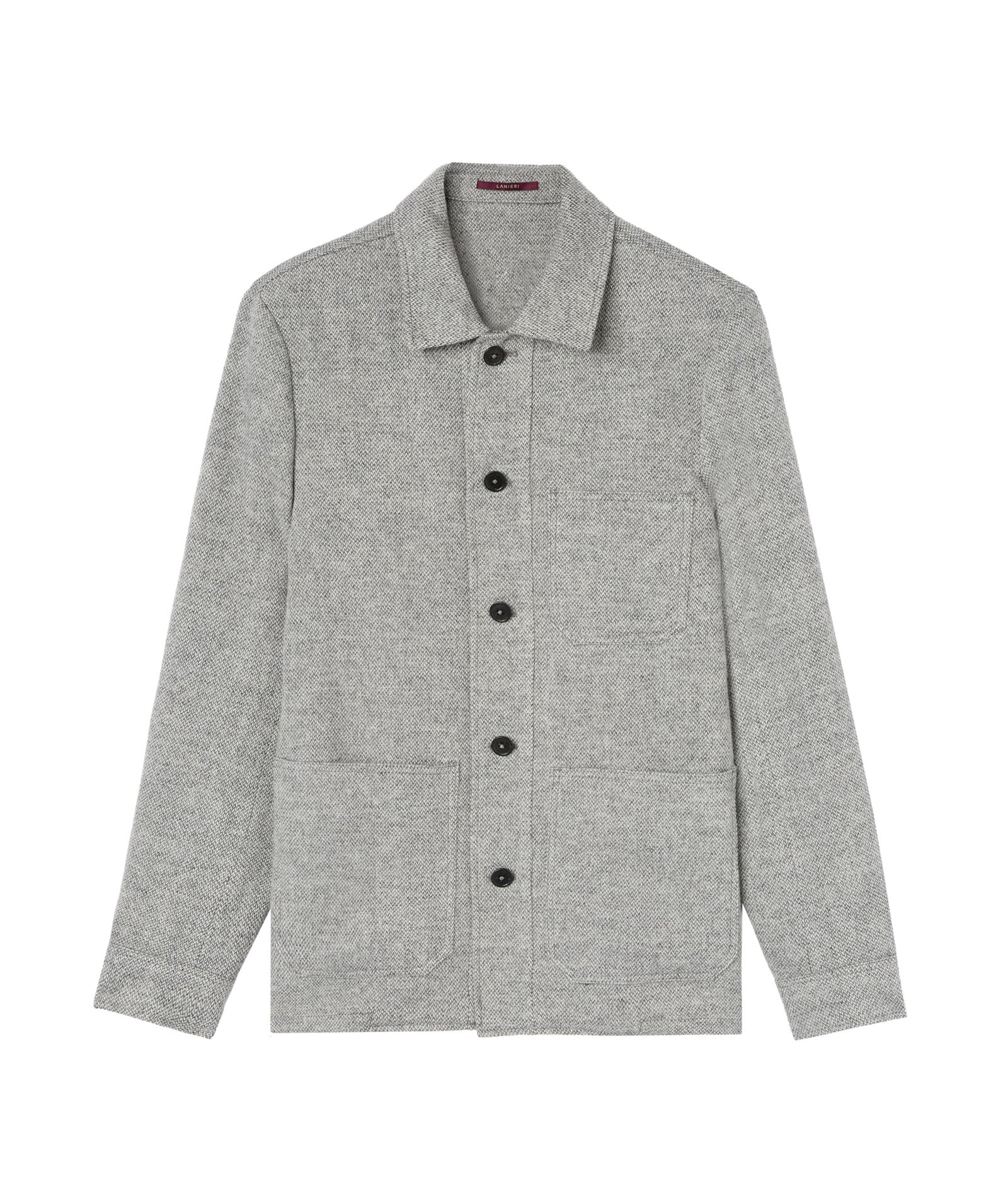 Overshirt micro-design grigio chiaro in lana - Image 4