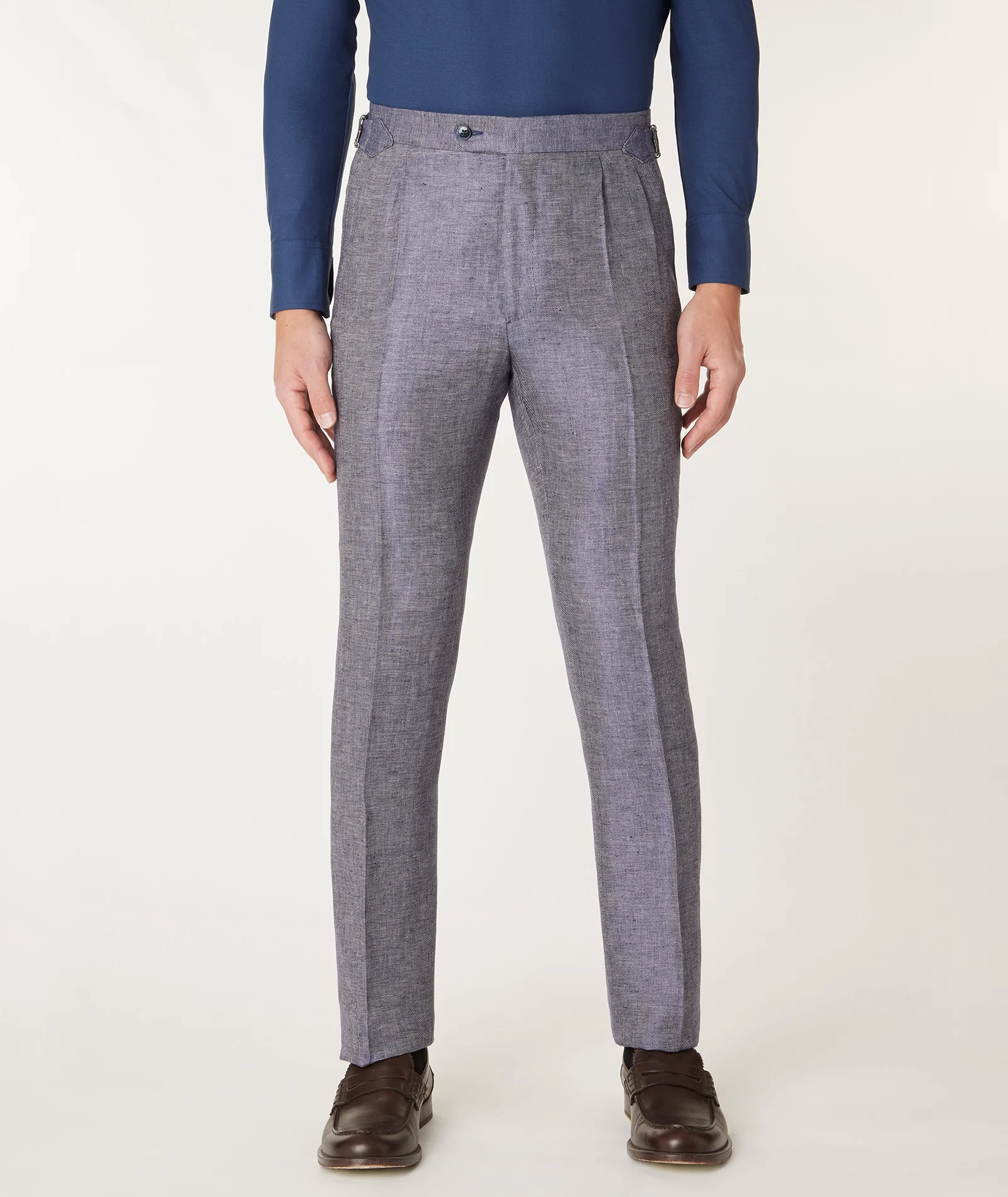 Pantaloni Chino Blu Twill 100% Lino