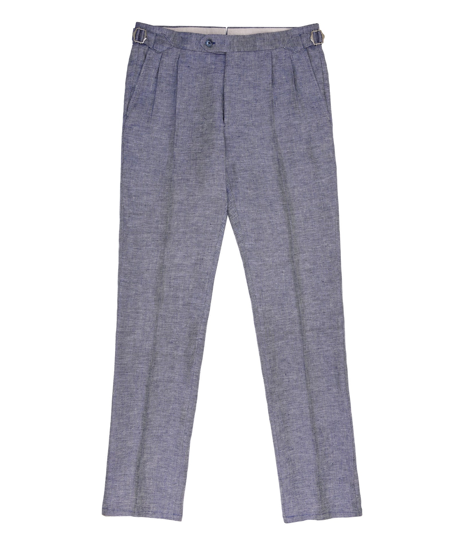 Pantaloni Chino Blu Twill 100% Lino - Image 2