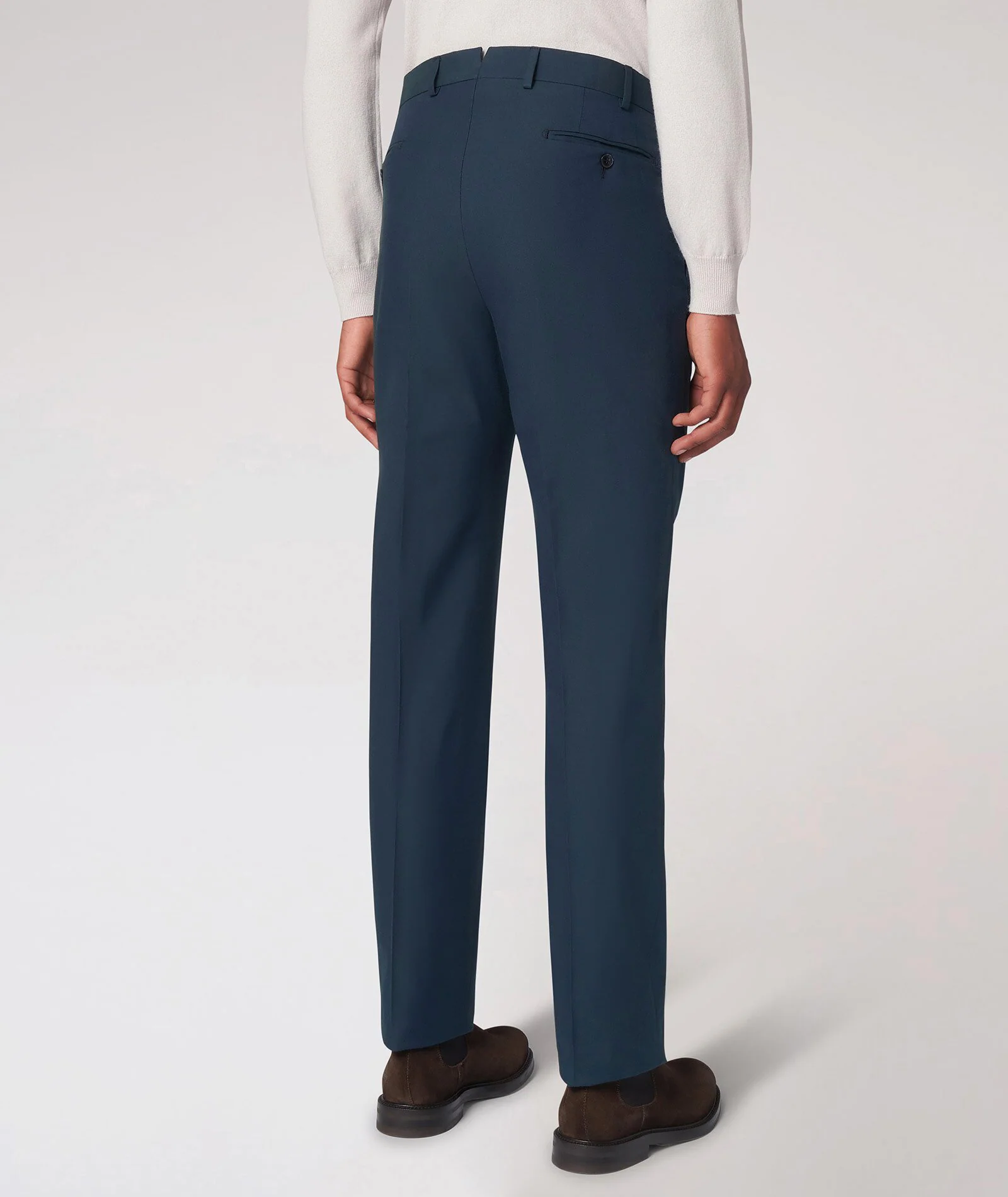 Pantaloni chino color petrolio in twill di cotone e seta - Image 3