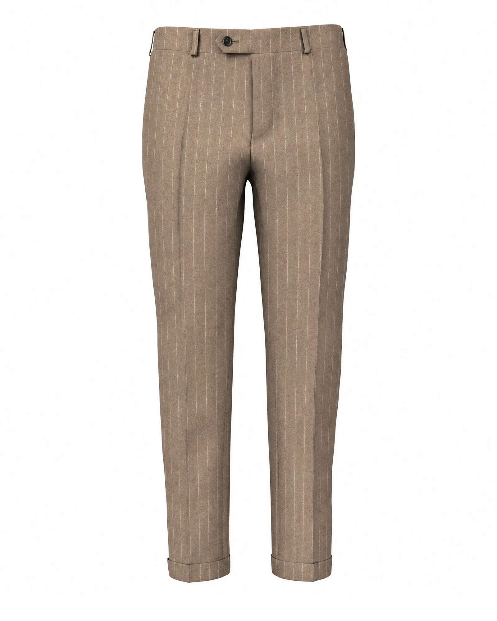 Pantaloni in lana 130's gessato beige