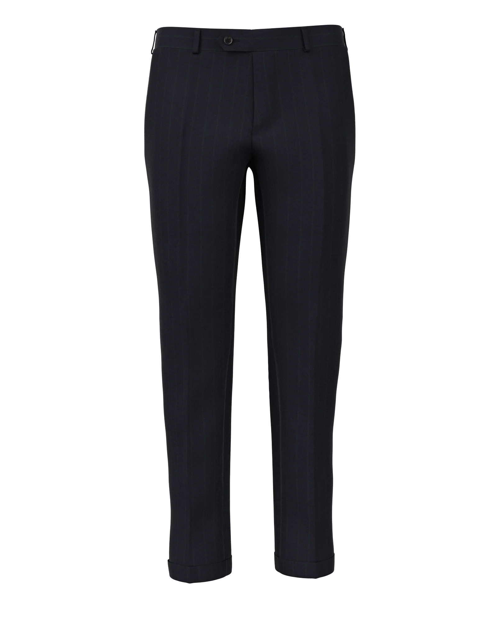 Pantaloni in lana blu gessati verde